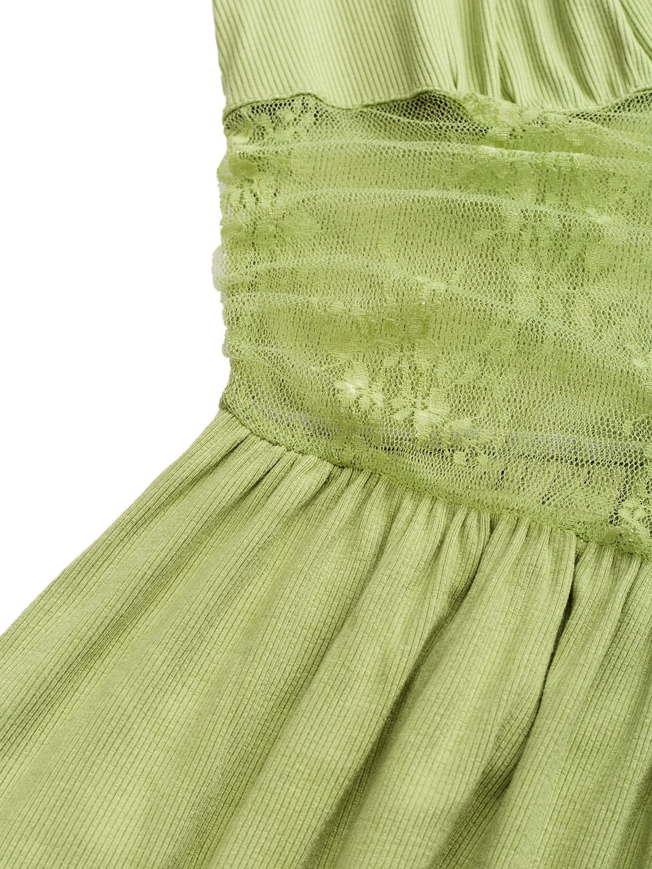 1950er Schulterband Spitze Taille V-Ausschnitt Fit Romper - Image 5