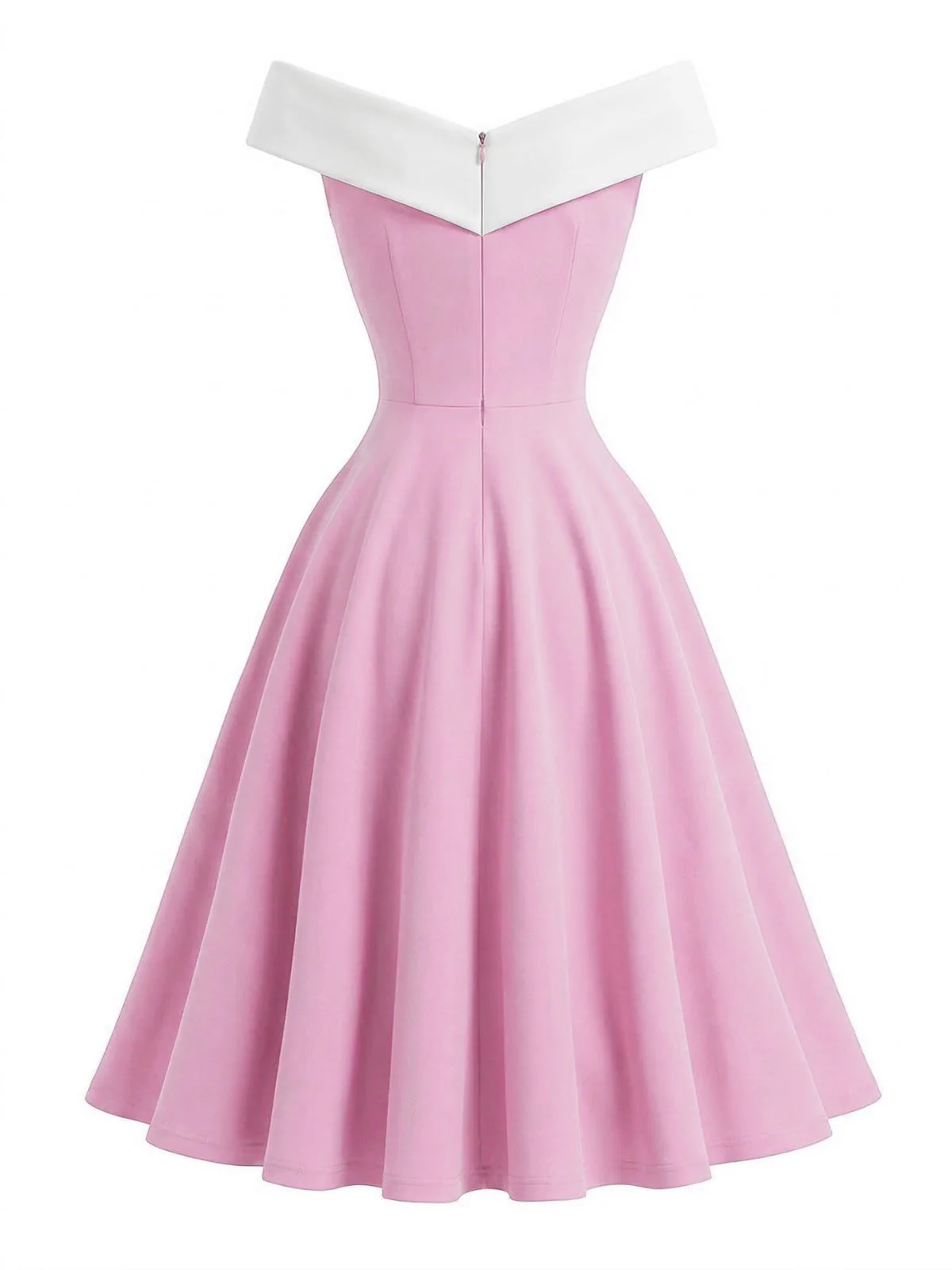 1950er Schulterfrei Ärmellos Farbblock Kleid - Image 12