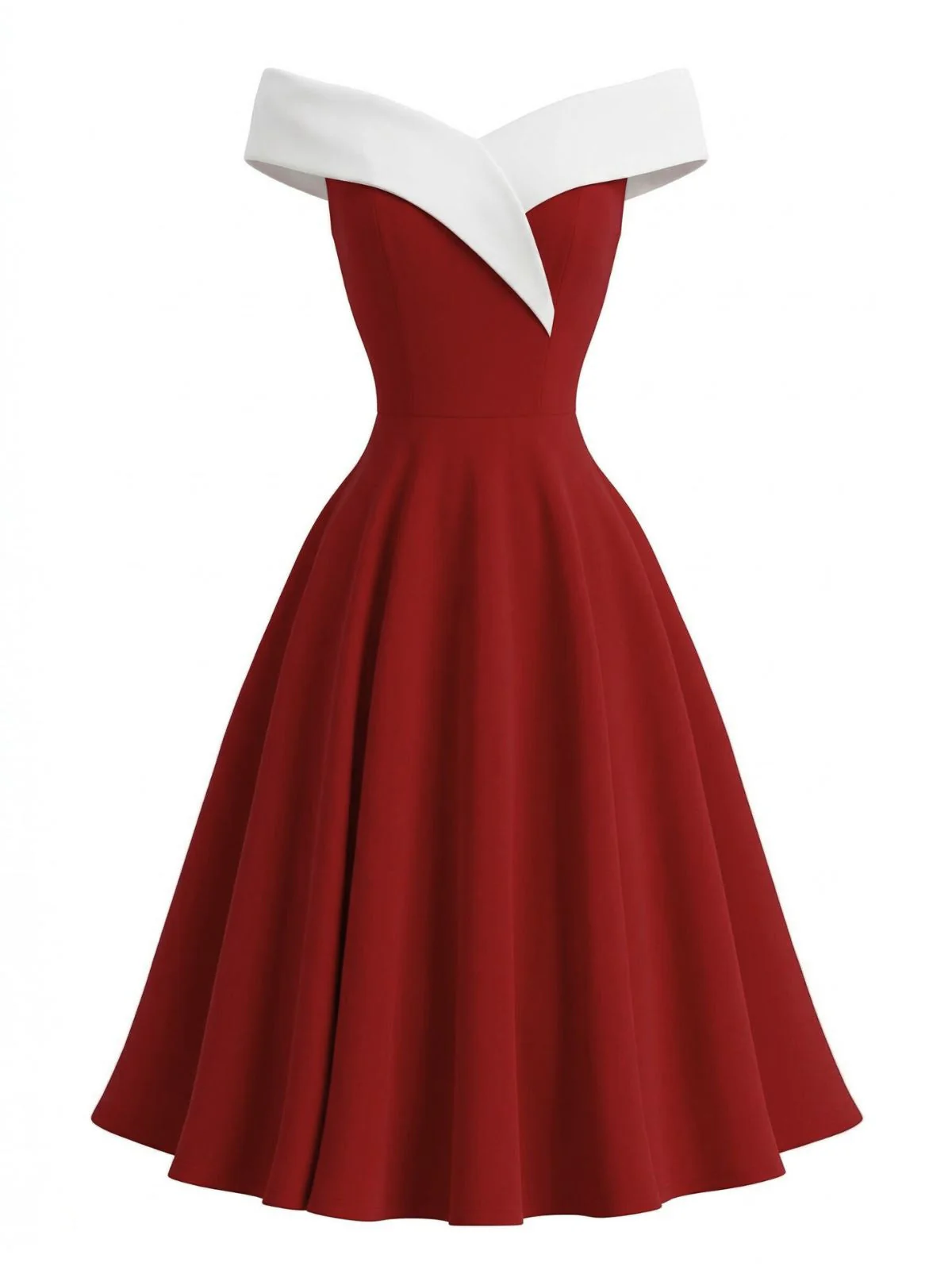 1950er Schulterfrei Ärmellos Farbblock Kleid - Image 2