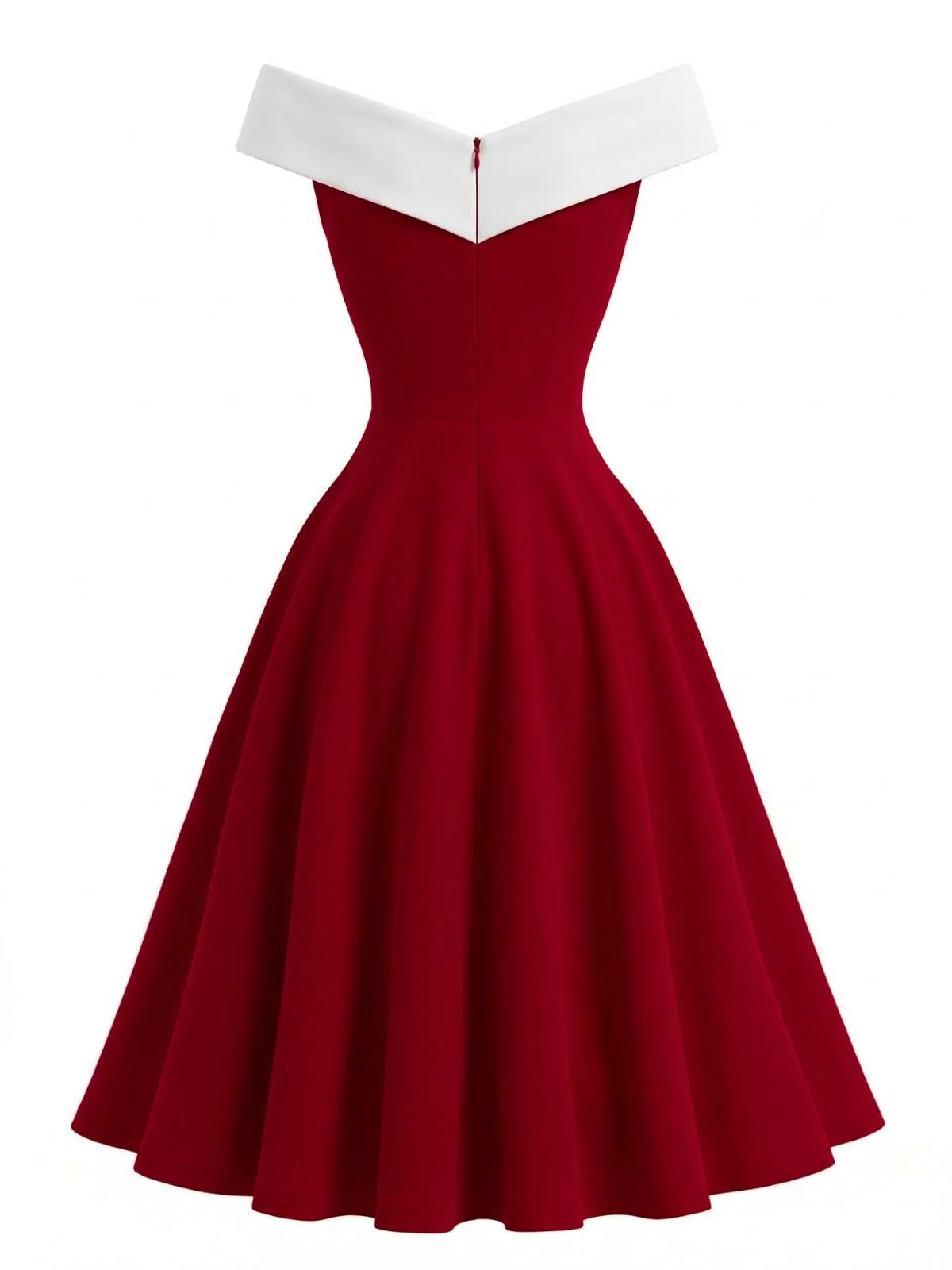 1950er Schulterfrei Ärmellos Farbblock Kleid - Image 3