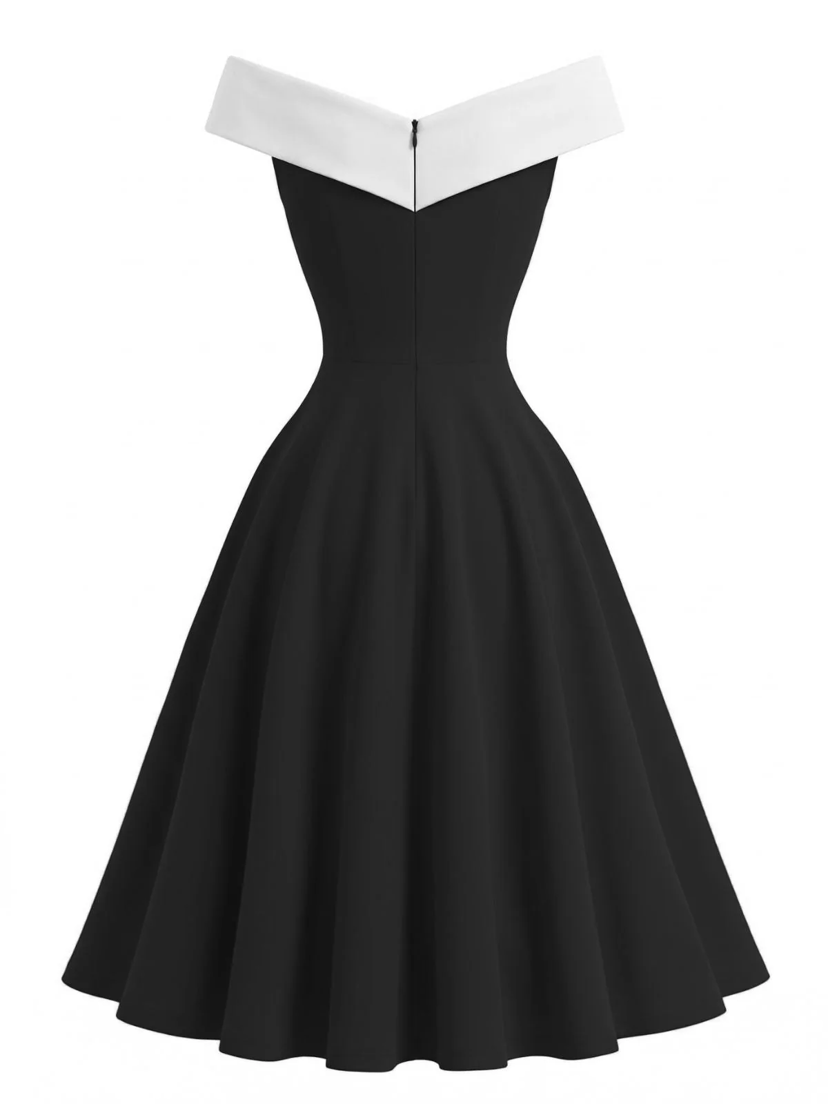 1950er Schulterfrei Ärmellos Farbblock Kleid - Image 5