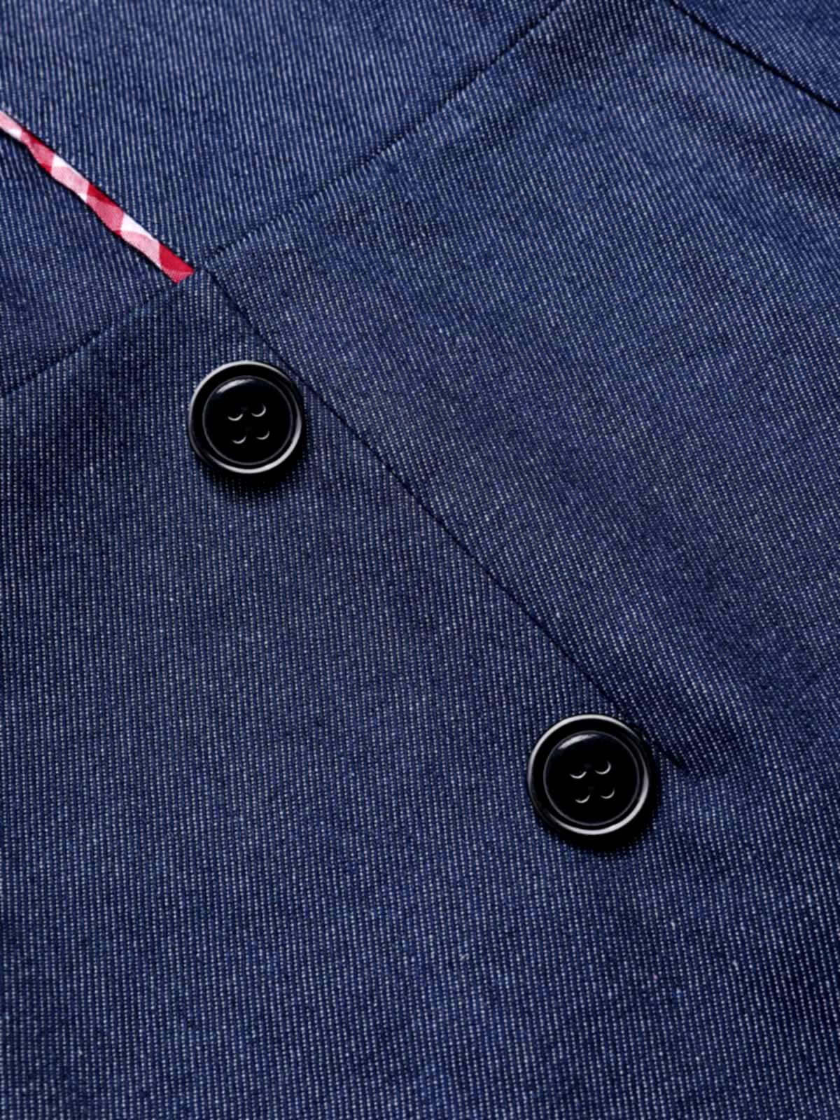 1950er Schulterfrei Plaids Kontrast Denim Romper - Image 6