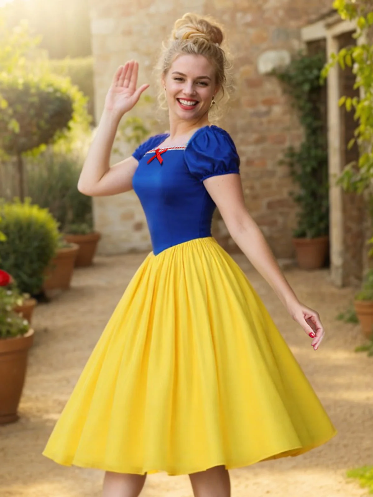 1950er Schneewittchen Kostüm Schulterfrei Puffärmel Prinzessin Bogen Kleid - Image 2