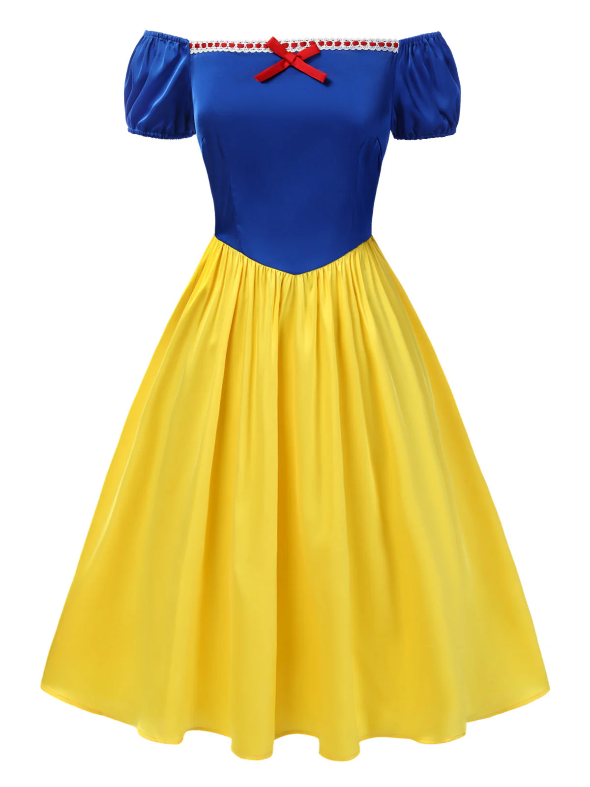 1950er Schneewittchen Kostüm Schulterfrei Puffärmel Prinzessin Bogen Kleid - Image 3
