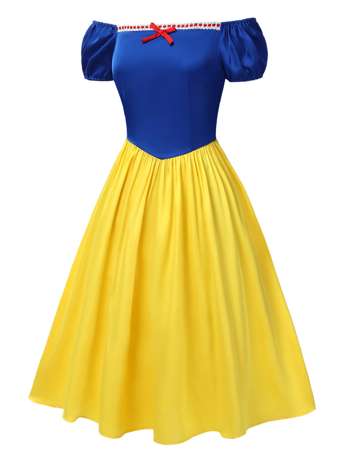 1950er Schneewittchen Kostüm Schulterfrei Puffärmel Prinzessin Bogen Kleid - Image 4