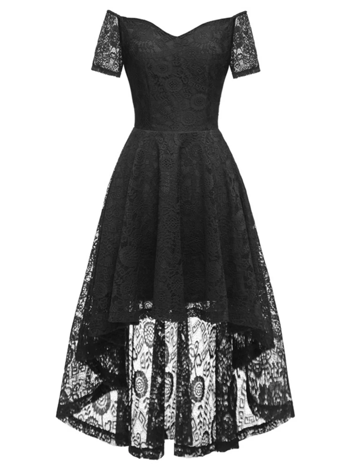 1950ER SCHULTERFREIES BLUMENSPITZE KLEID - Image 4