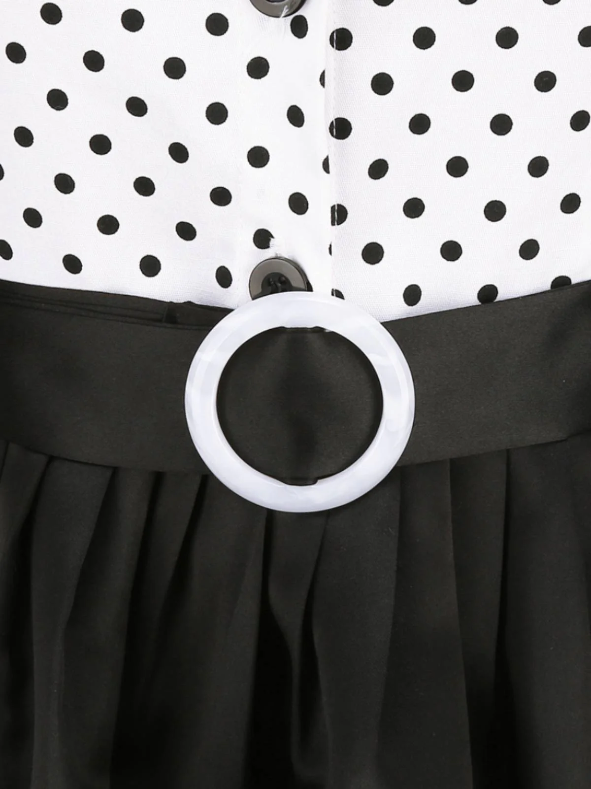 Schwarz 1950er Punkte Patchwork Kleid - Image 4