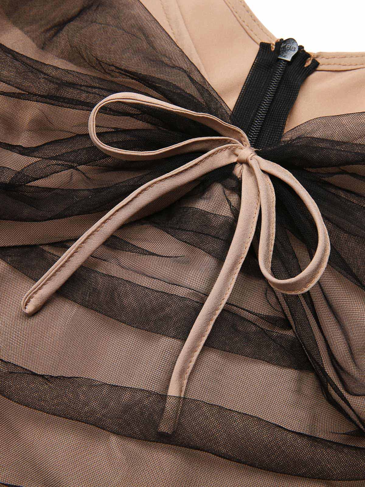 [CZ Lager] Schwarz 1950er Schmetterling Netz Nähte Kleid - Image 6