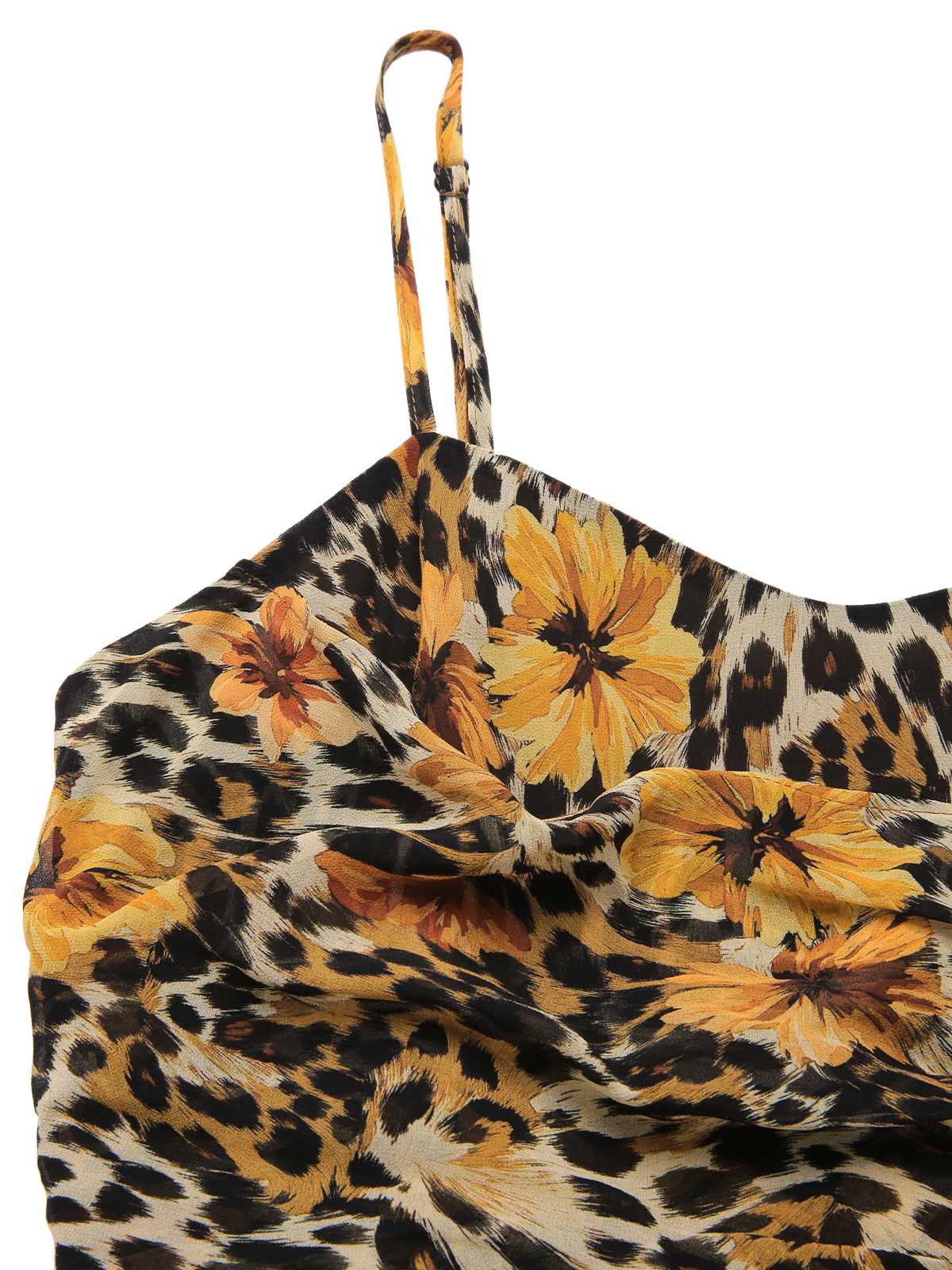 1950er Slip Leopard Sonnenblume Schmetterlinge Spitze Kleid - Image 5