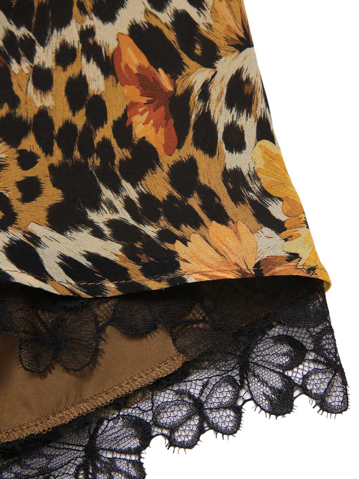 1950er Slip Leopard Sonnenblume Schmetterlinge Spitze Kleid - Image 6