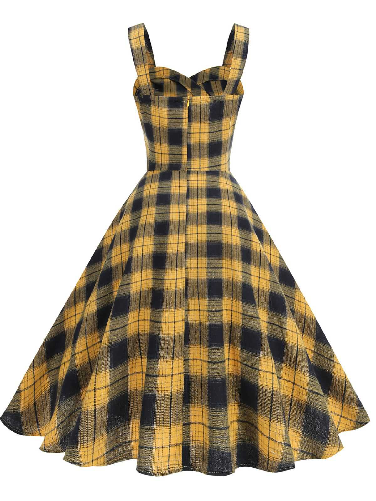 1950er Slip V-Ausschnitt Plaid Swing Kleid - Image 4