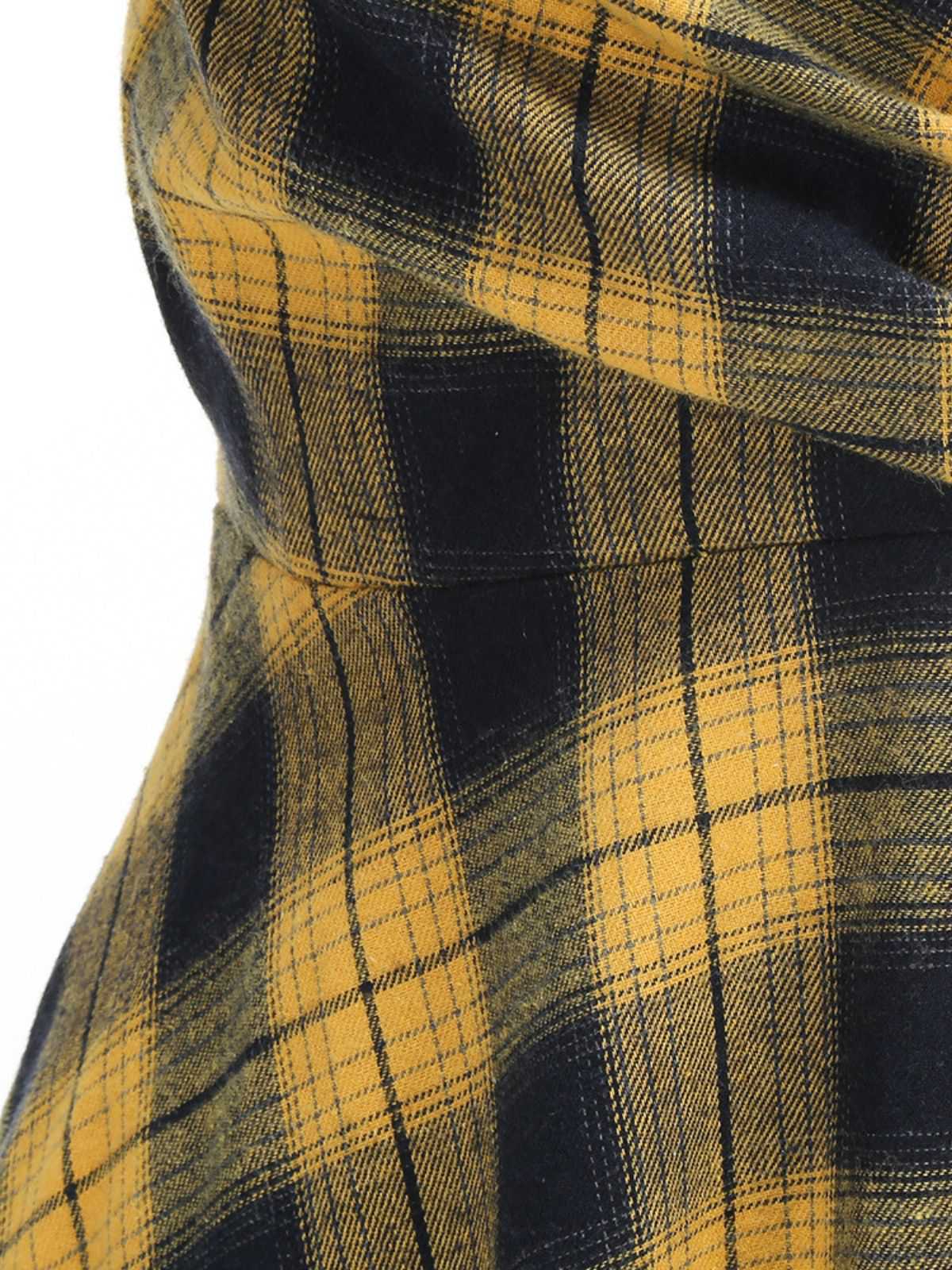 1950er Slip V-Ausschnitt Plaid Swing Kleid - Image 5