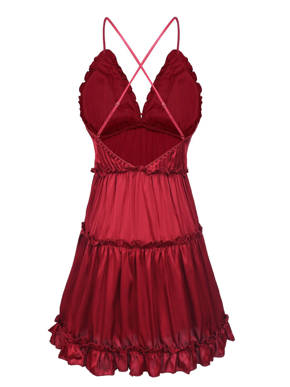1950er Solid Wrinkle Falten Spaghetti Träger Nachthemd - Image 12