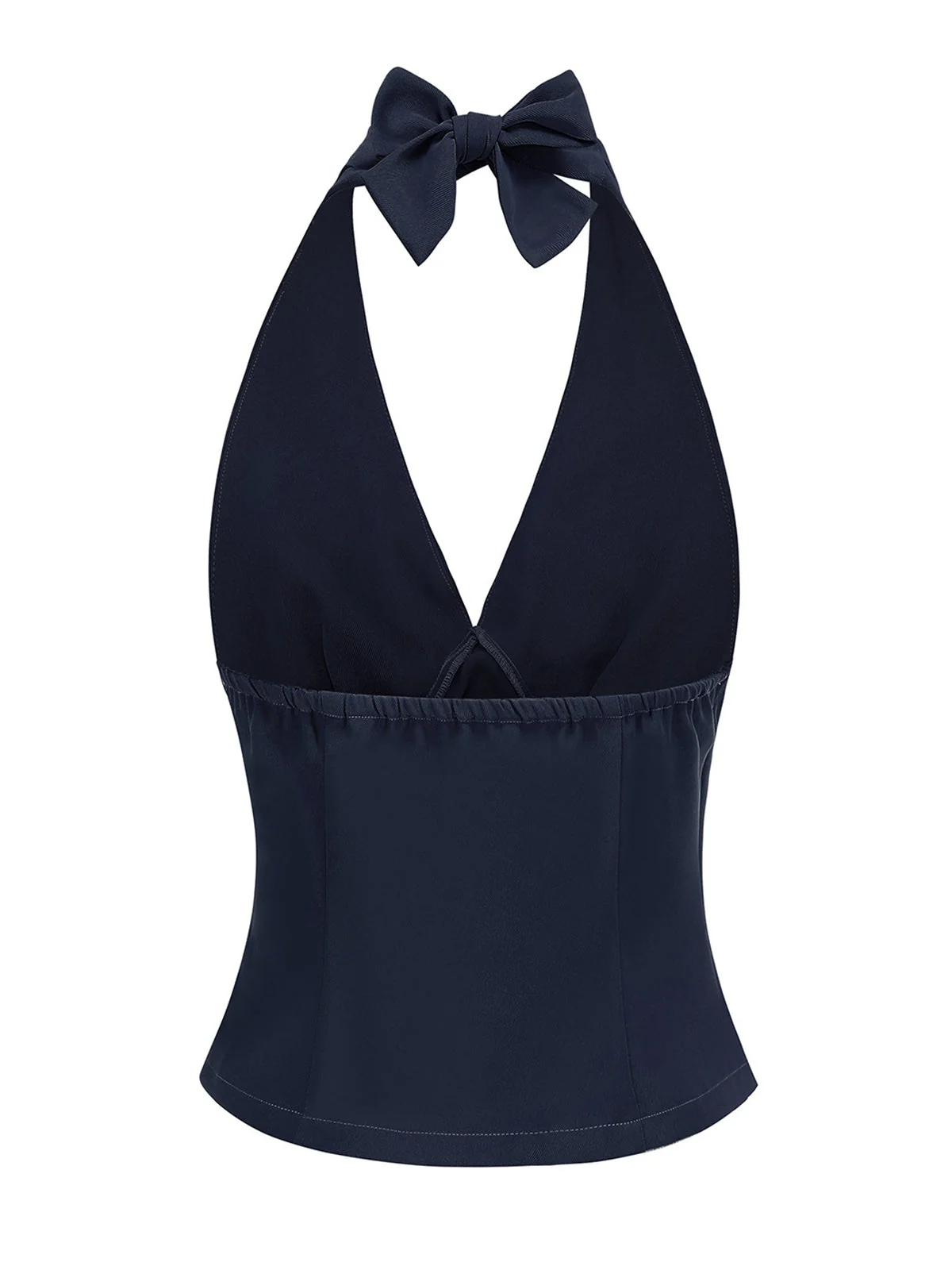 1950er Solide Ärmellos Halter Ruched Top - Image 3