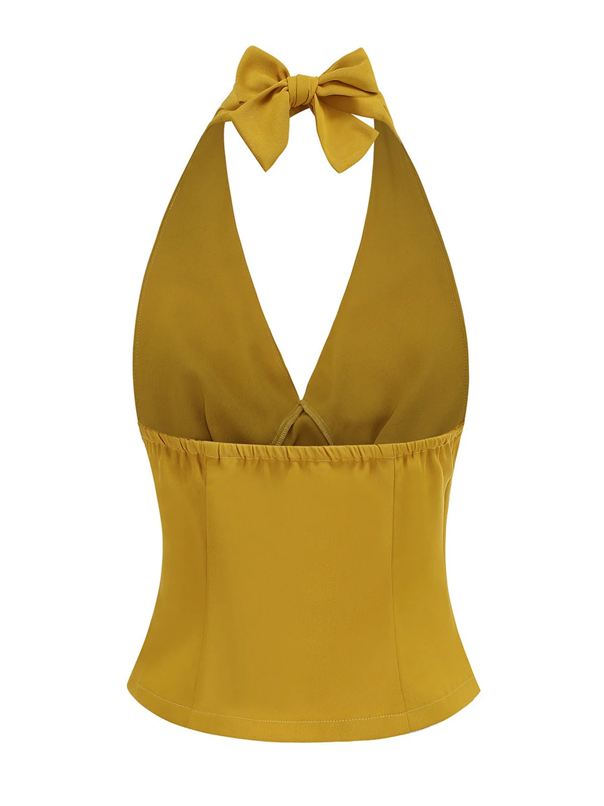 1950er Solide Ärmellos Halter Ruched Top - Image 6