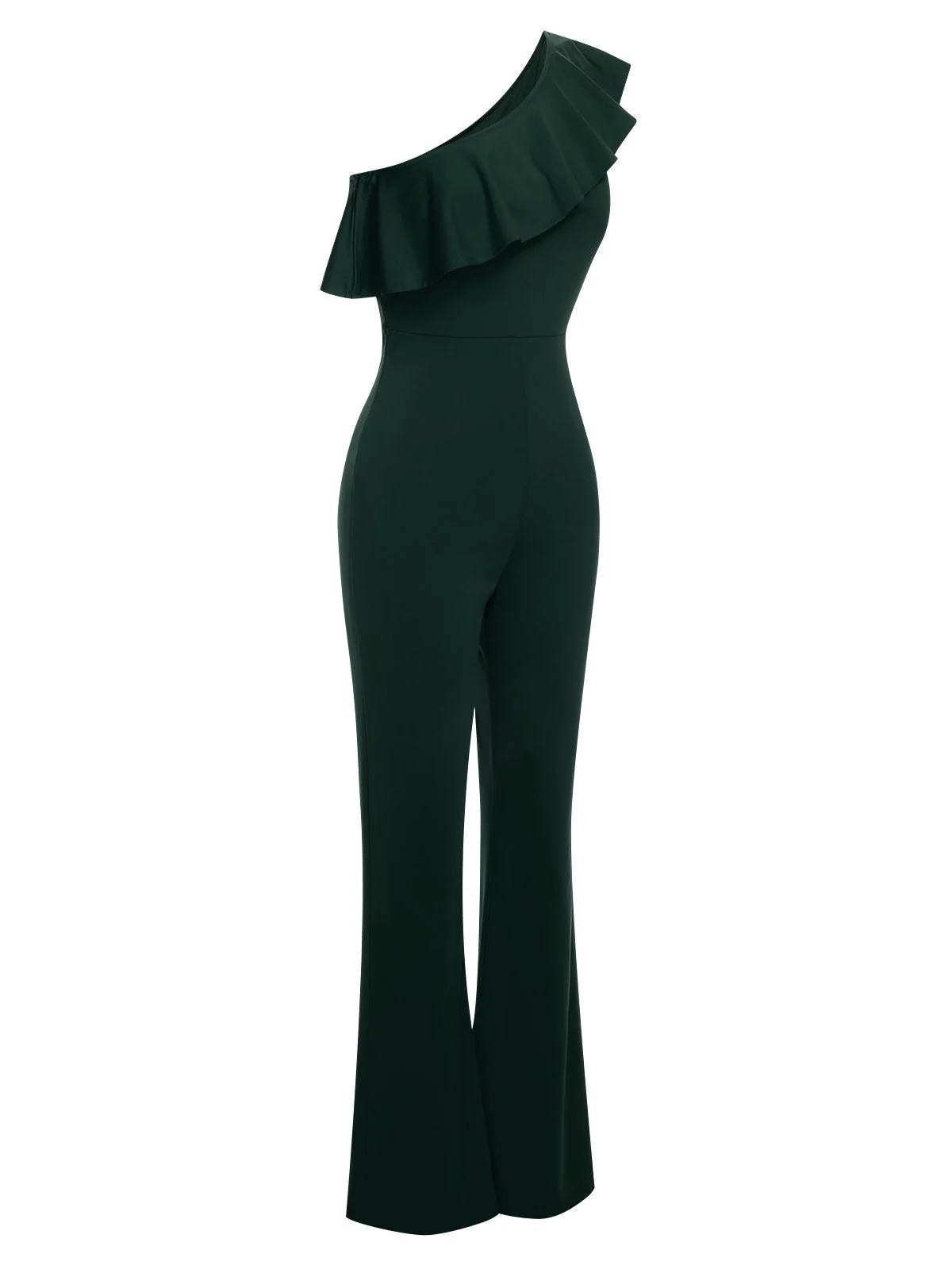 1950er Solide Eine Schulter Rüschen Jumpsuit - Image 15