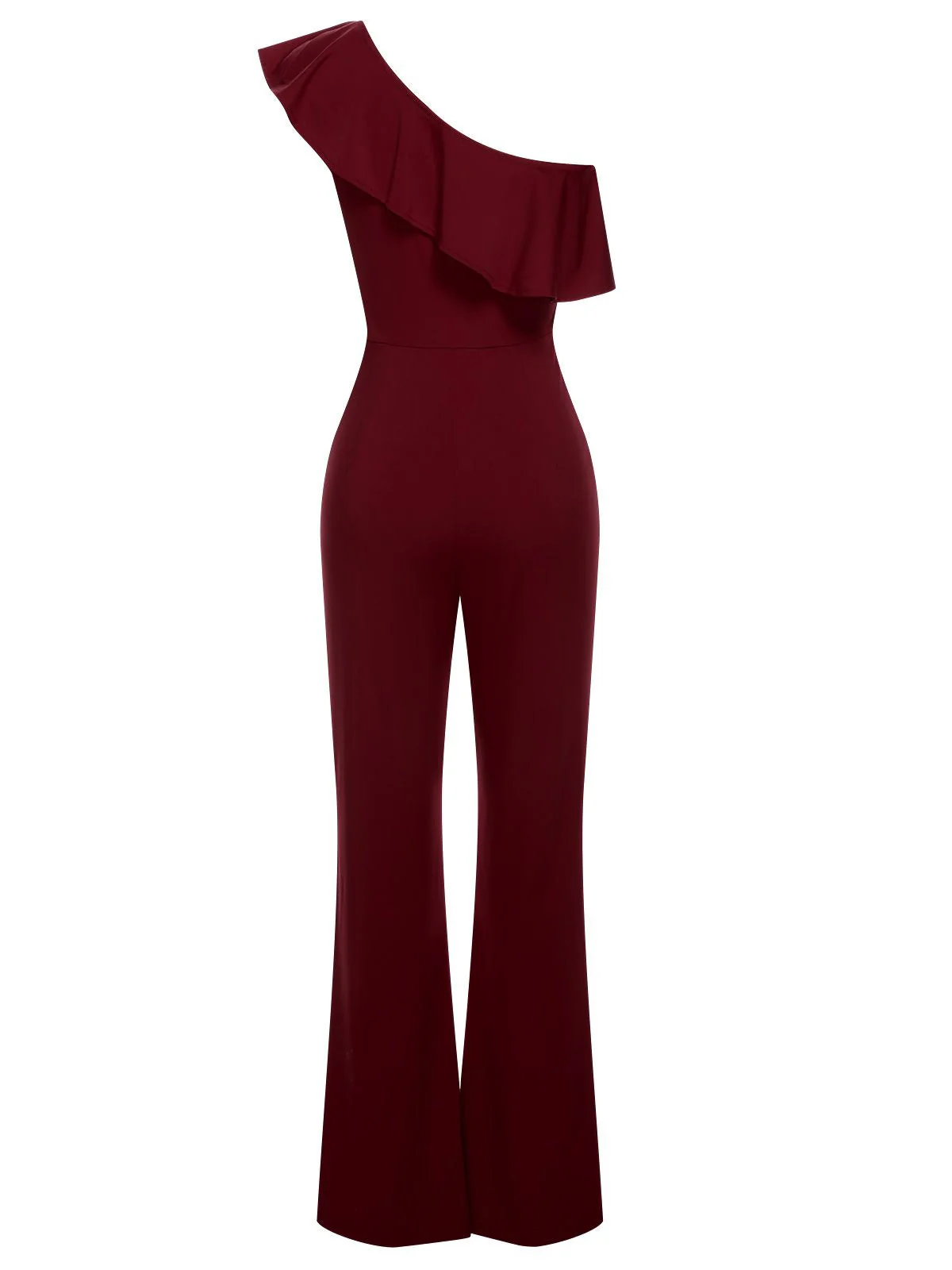 1950er Solide Eine Schulter Rüschen Jumpsuit - Image 19