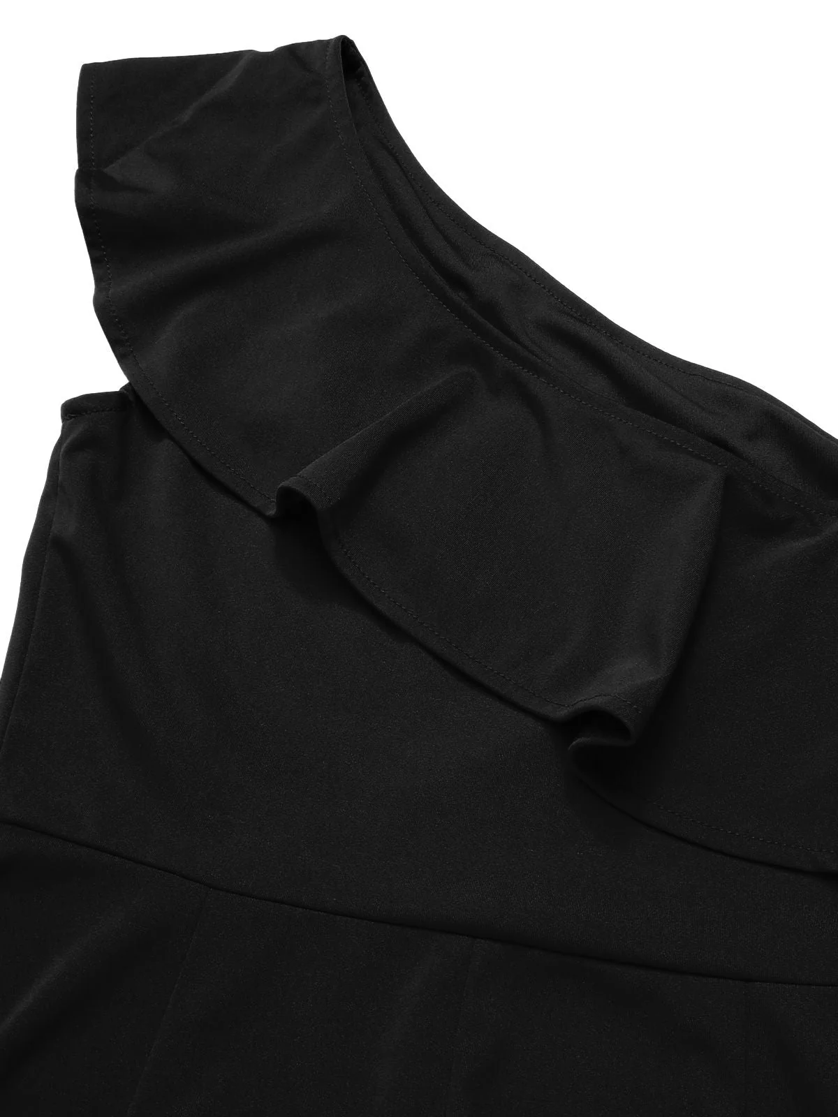 1950er Solide Eine Schulter Rüschen Jumpsuit - Image 8