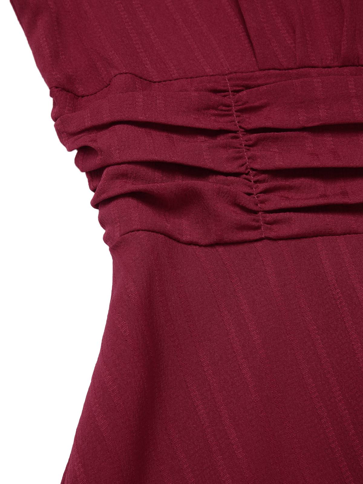1950er Solide Empire-Taille V-Ausschnitt Puffärmel Kleid - Image 3
