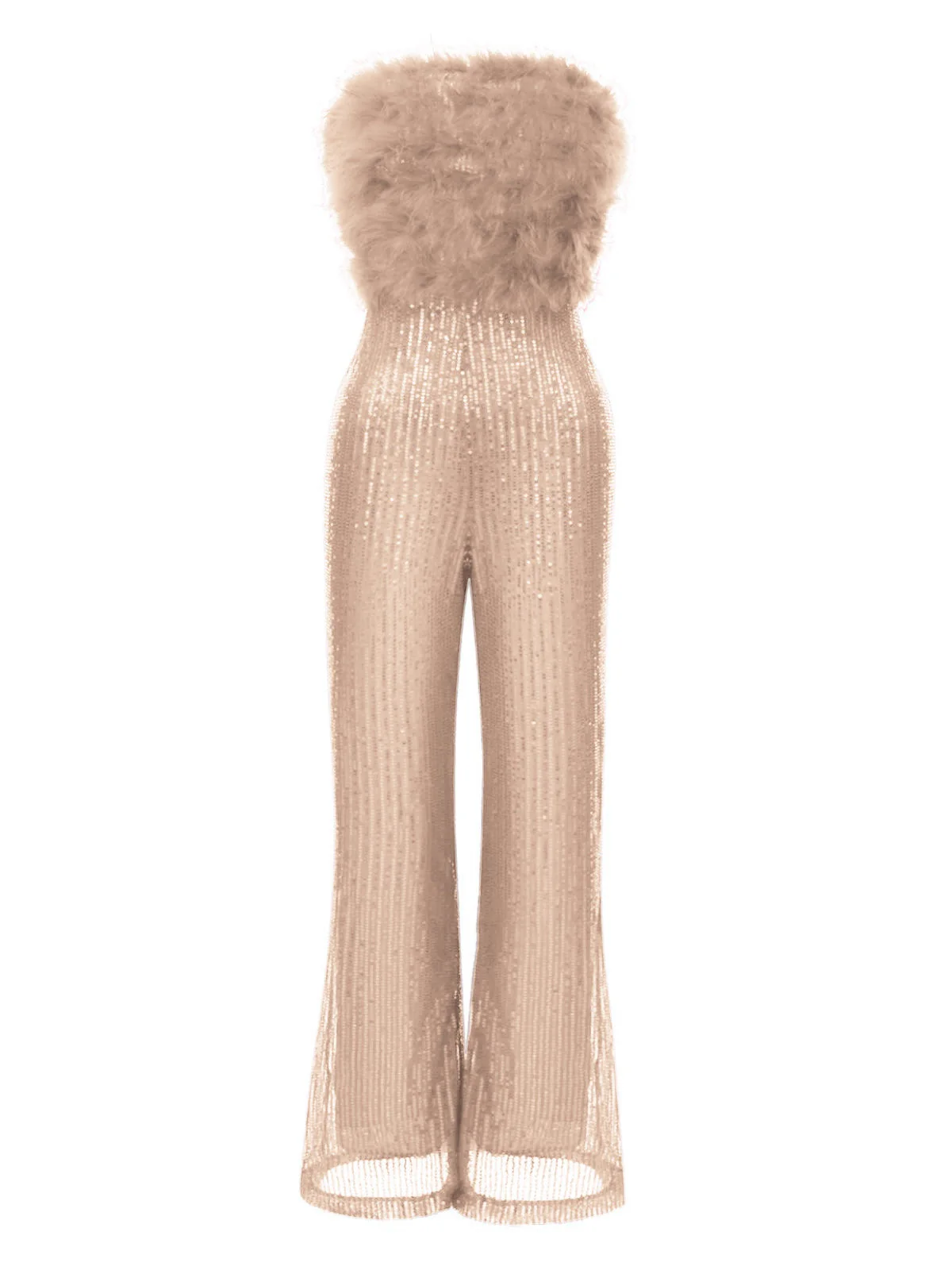 1950er Solide Feder Pailletten Patchwork Trägerlos Jumpsuit - Image 10