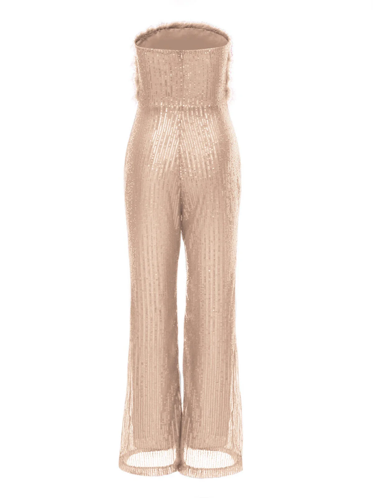 1950er Solide Feder Pailletten Patchwork Trägerlos Jumpsuit - Image 11