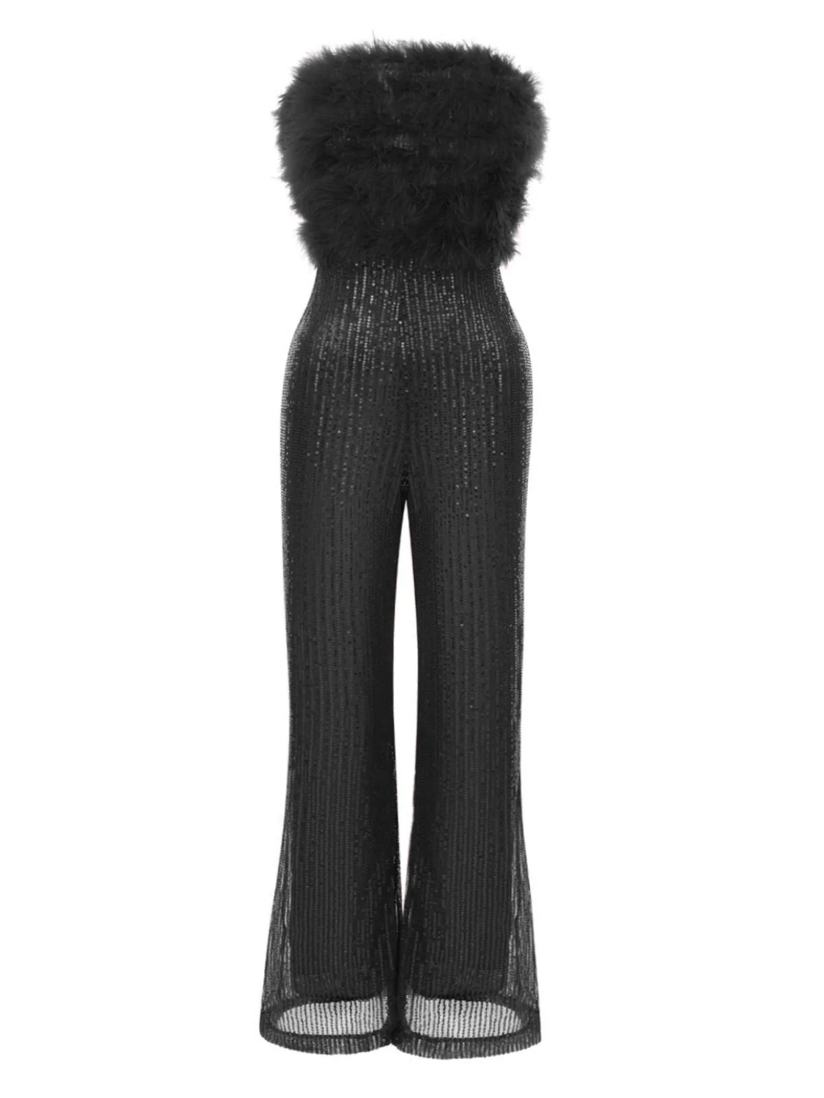 1950er Solide Feder Pailletten Patchwork Trägerlos Jumpsuit - Image 12
