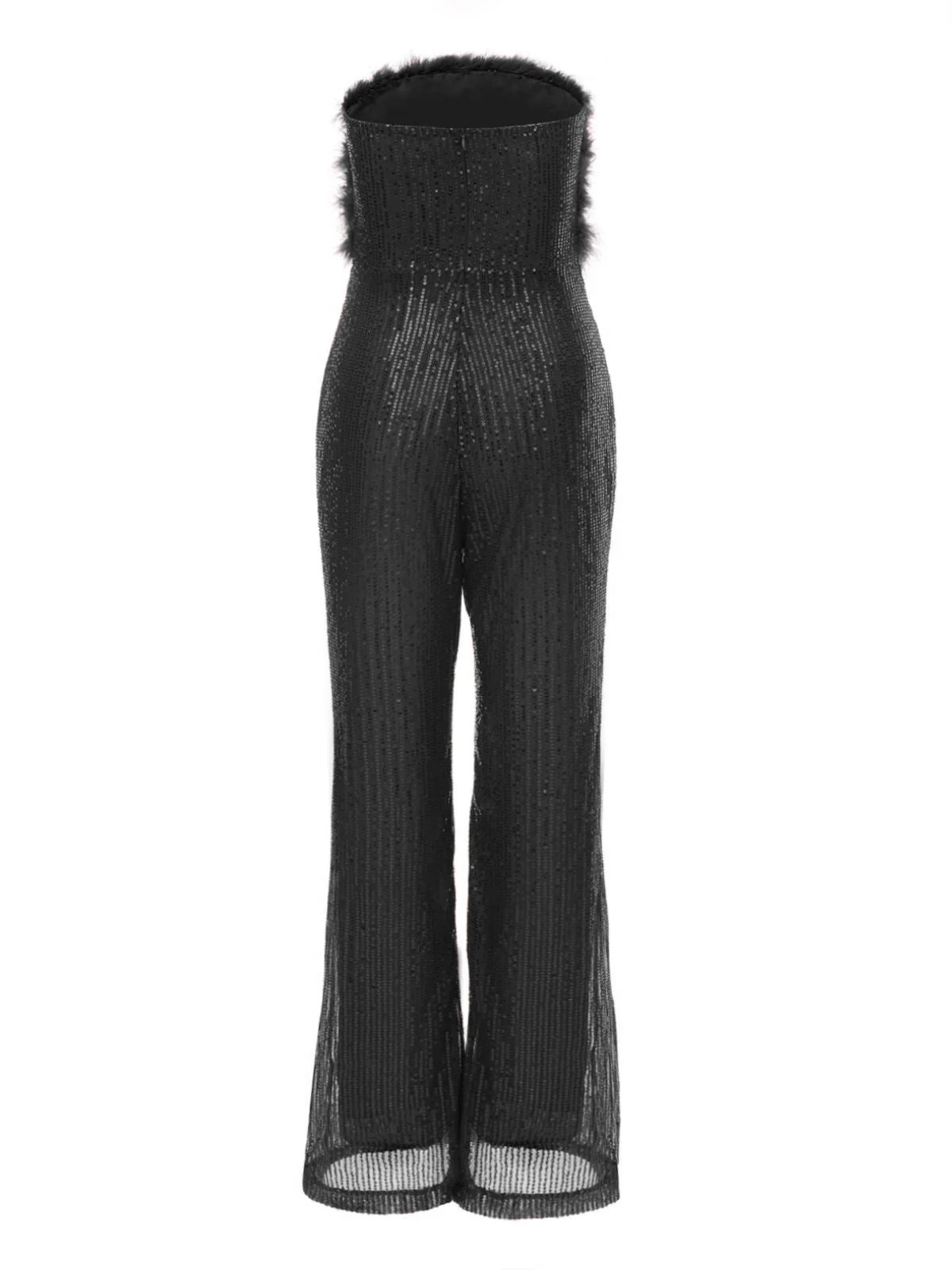 1950er Solide Feder Pailletten Patchwork Trägerlos Jumpsuit - Image 13
