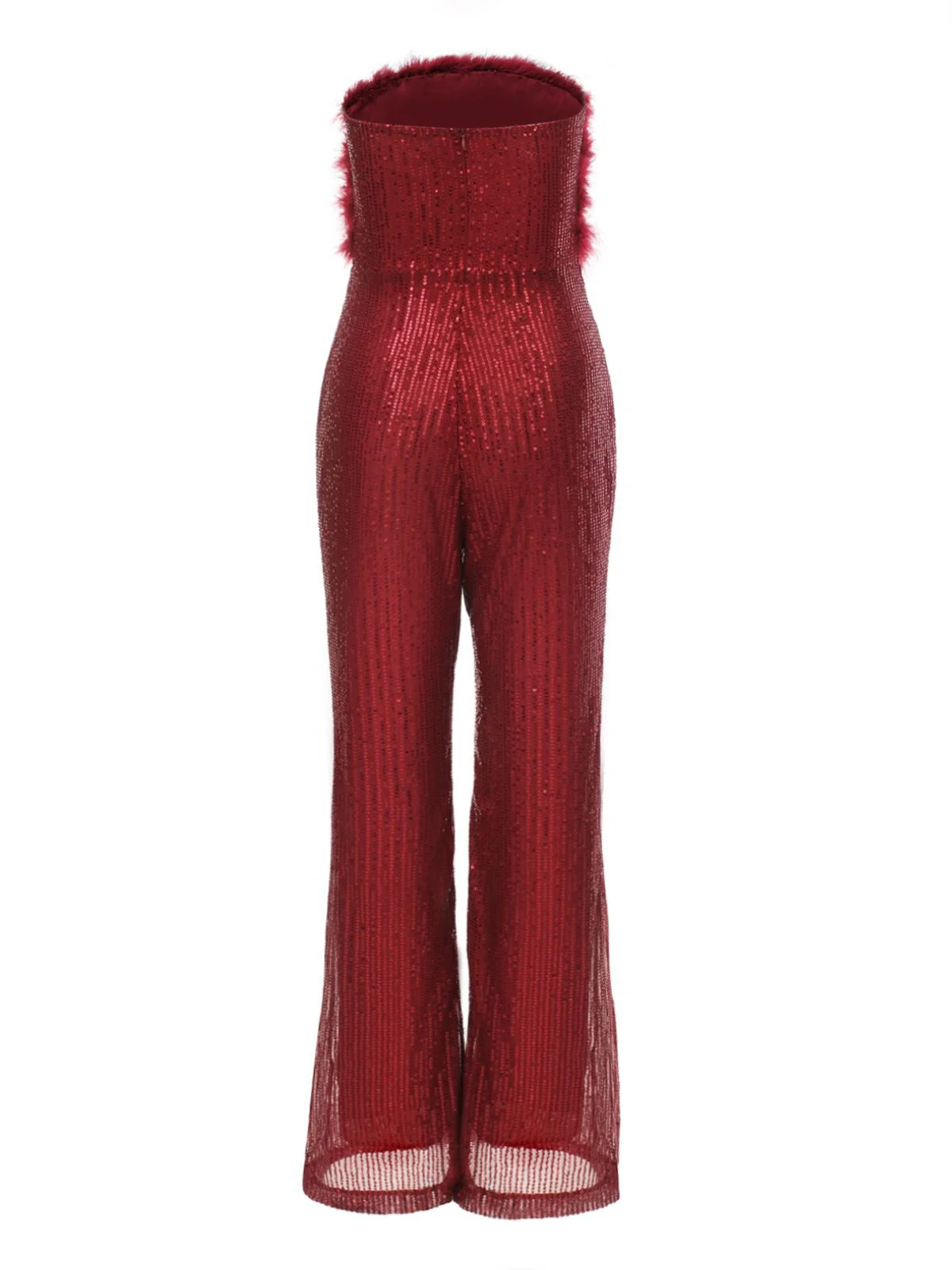 1950er Solide Feder Pailletten Patchwork Trägerlos Jumpsuit - Image 3