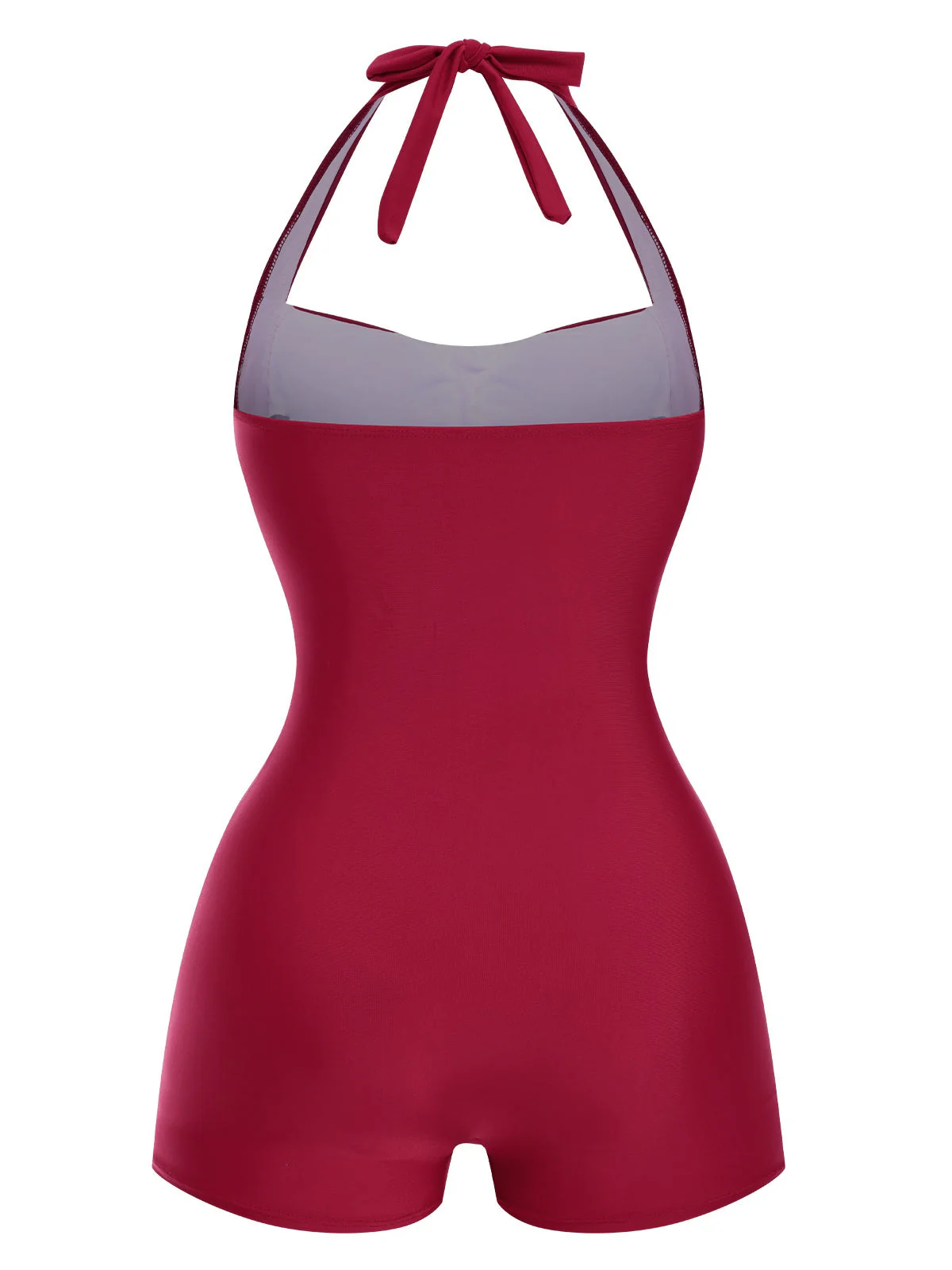 [Vorverkauf] Schwarz 1950er Solide Halter Boxer Einteiliger Badeanzug - Image 15