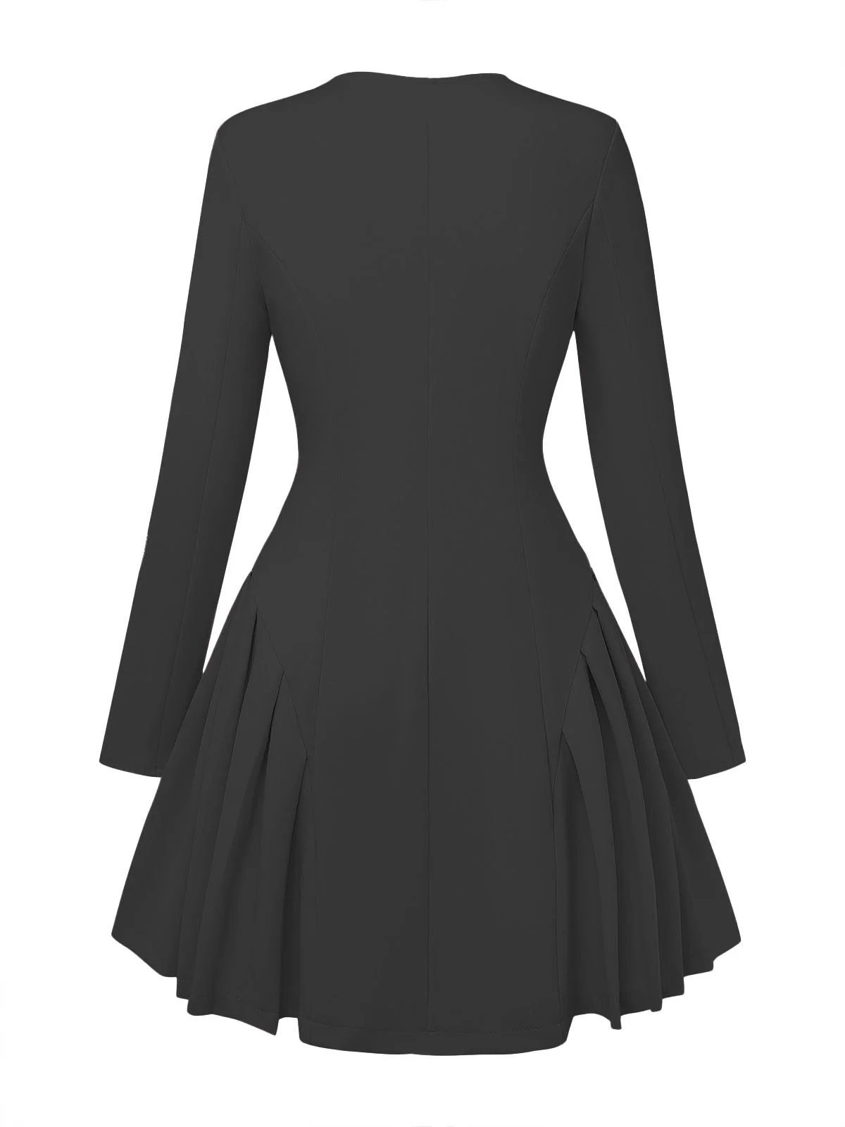 1950er Solide Lang Ärmel Plissiertes Kleid - Image 10