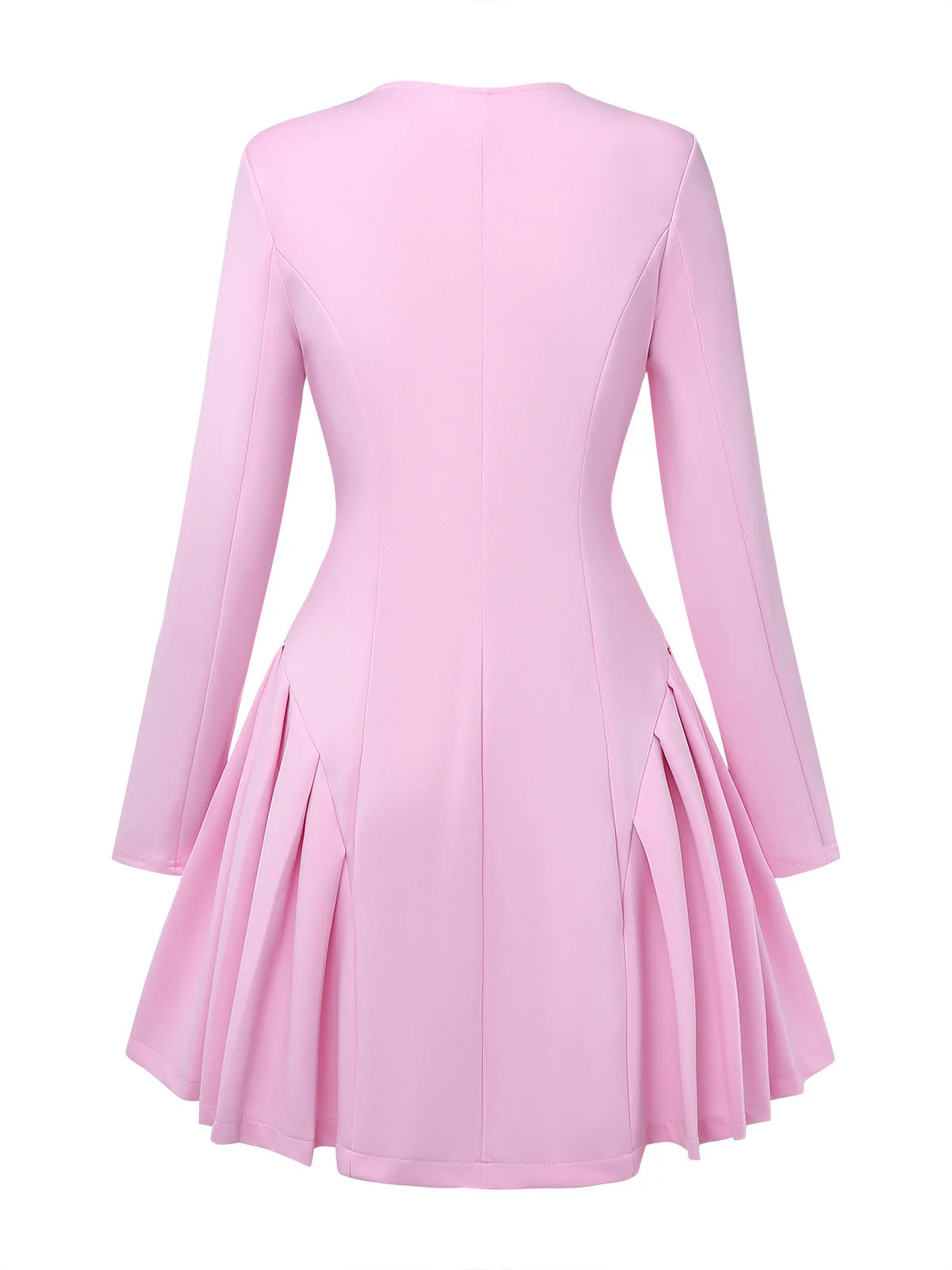 1950er Solide Lang Ärmel Plissiertes Kleid - Image 3