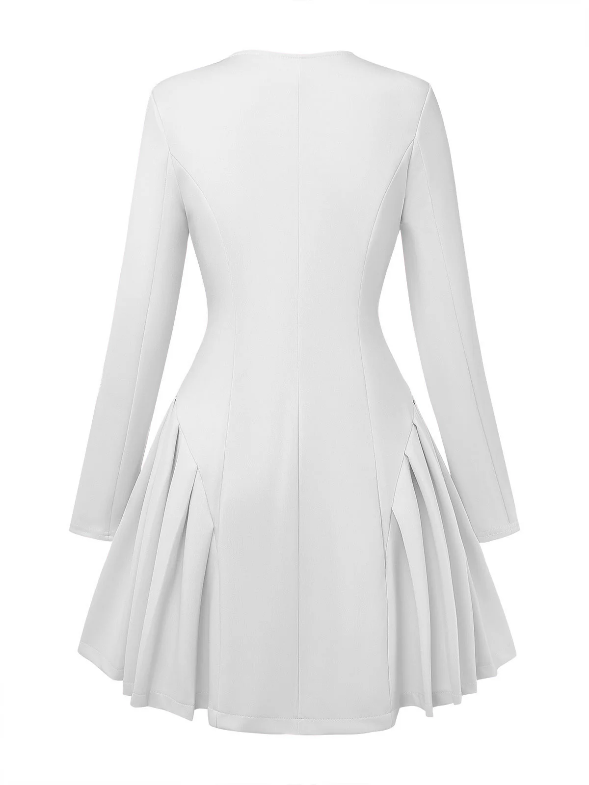 1950er Solide Lang Ärmel Plissiertes Kleid - Image 8