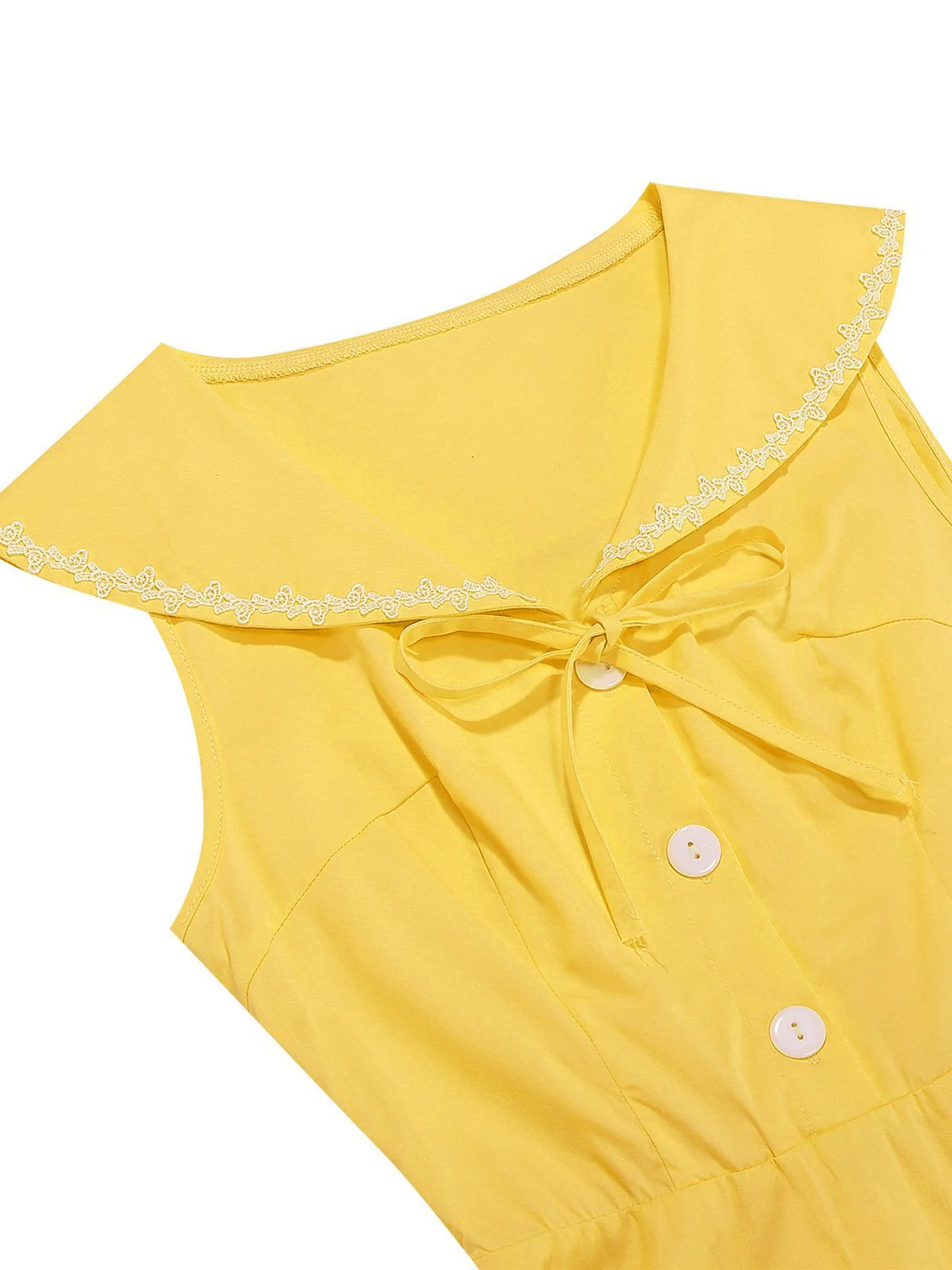 1950er Solide Matrosen Kragen Schleife Ärmellos Kleid - Image 12