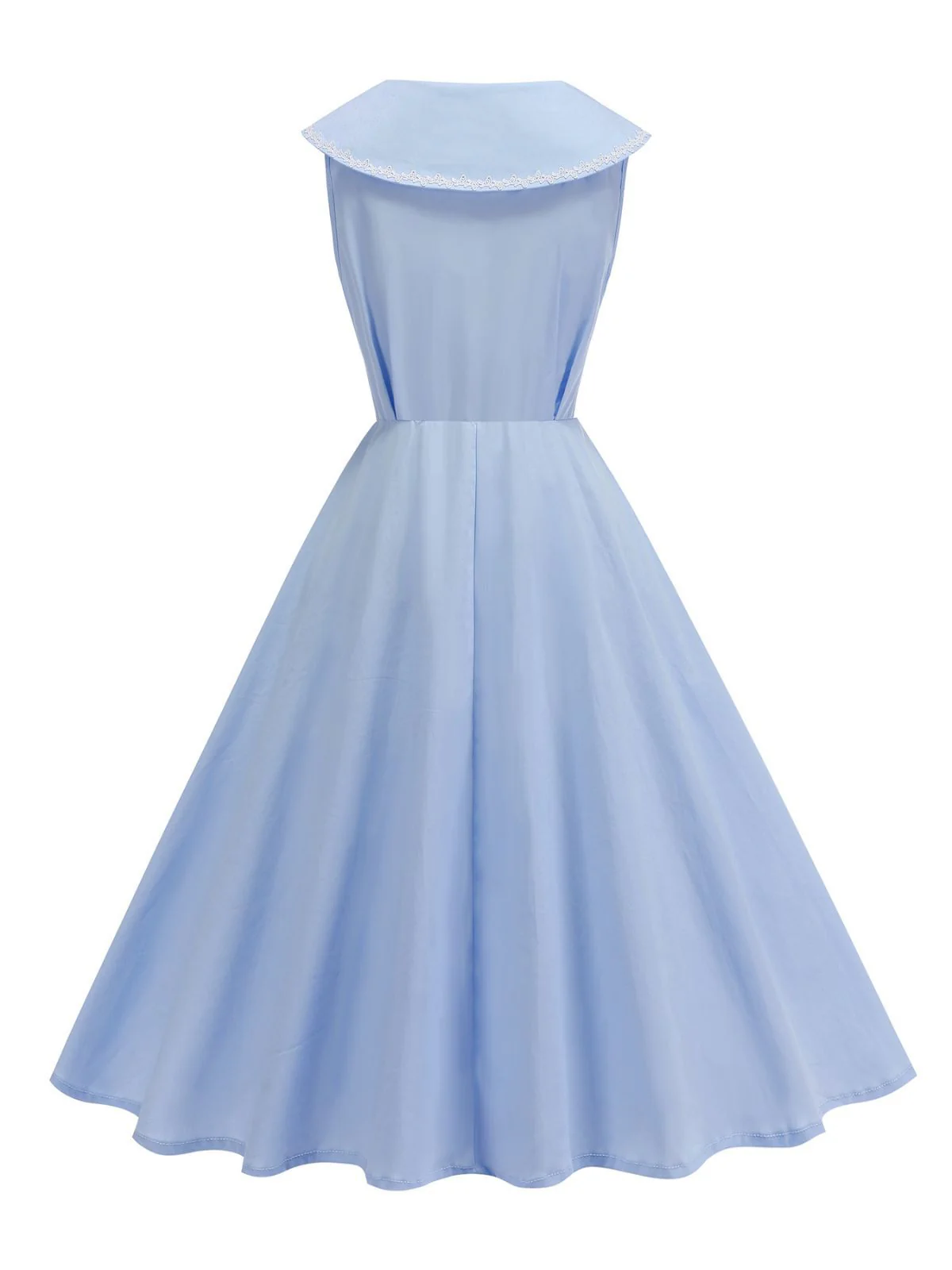 1950er Solide Matrosen Kragen Schleife Ärmellos Kleid - Image 16