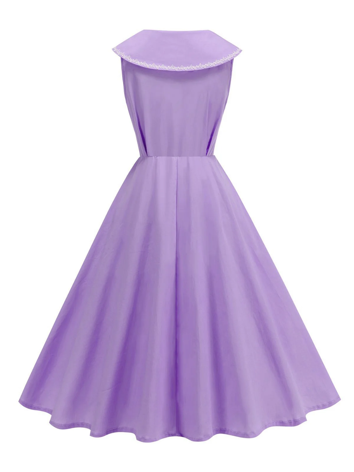 1950er Solide Matrosen Kragen Schleife Ärmellos Kleid - Image 22