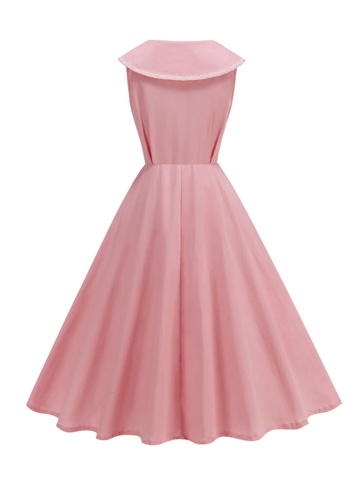 1950er Solide Matrosen Kragen Schleife Ärmellos Kleid - Image 4