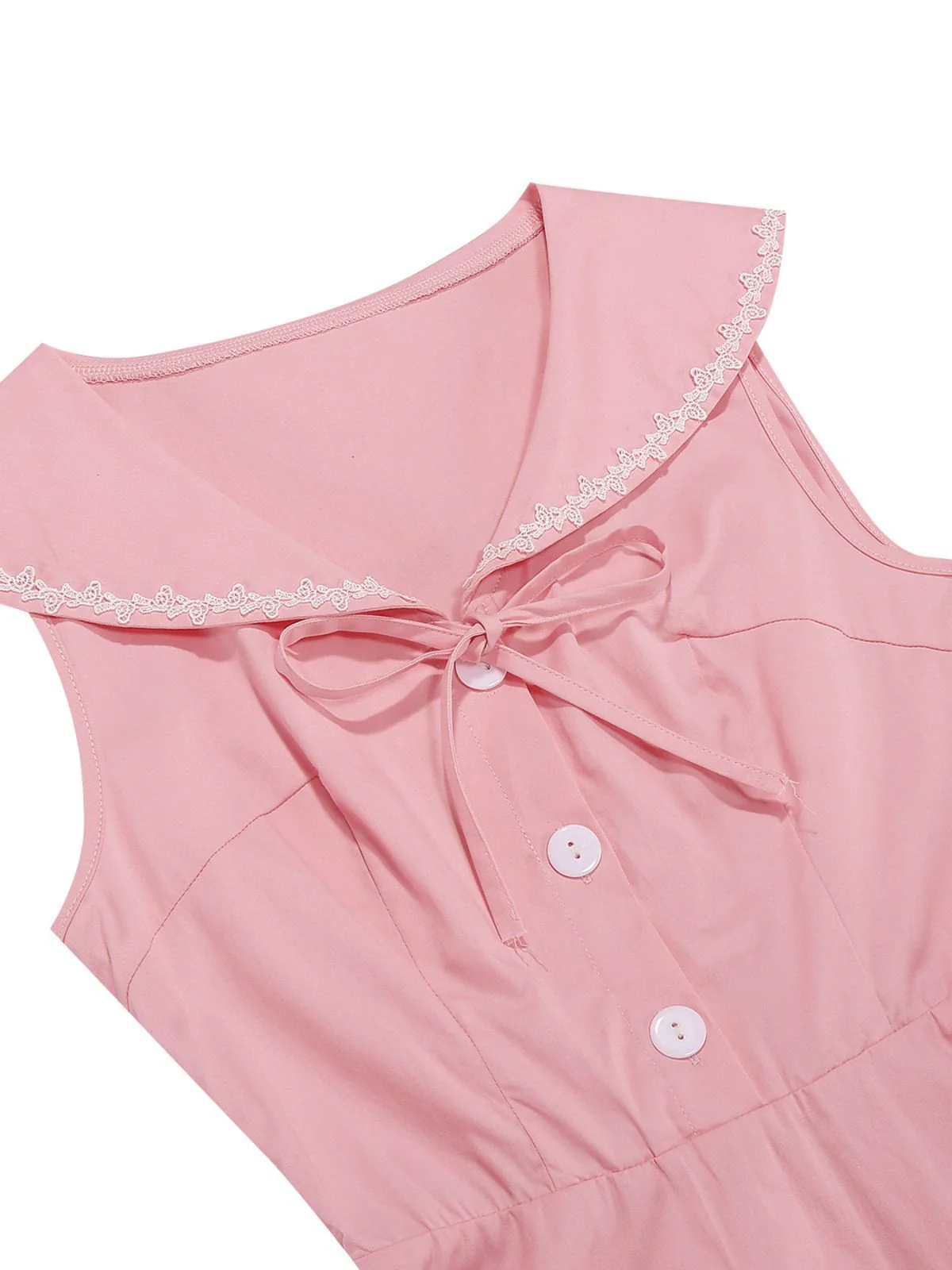 1950er Solide Matrosen Kragen Schleife Ärmellos Kleid - Image 5