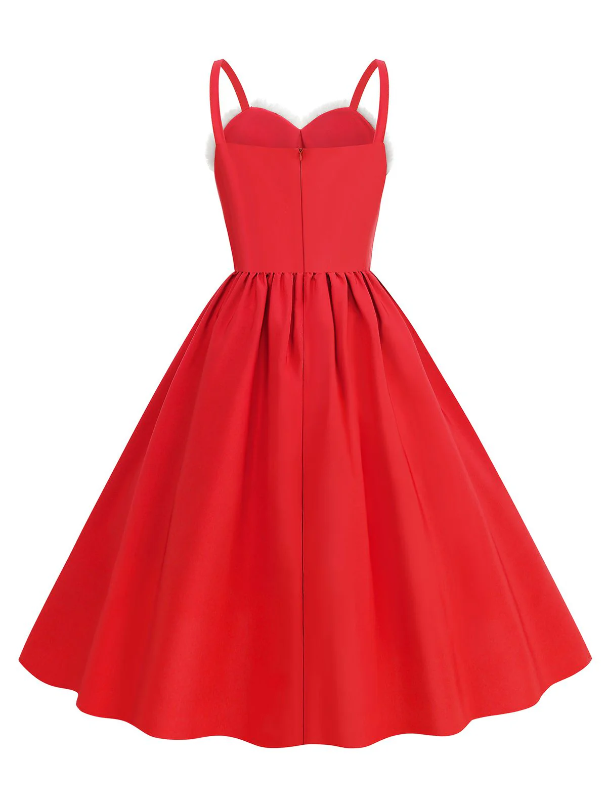 1950er Solide Weihnachten Pelzkragen Kleid - Image 3