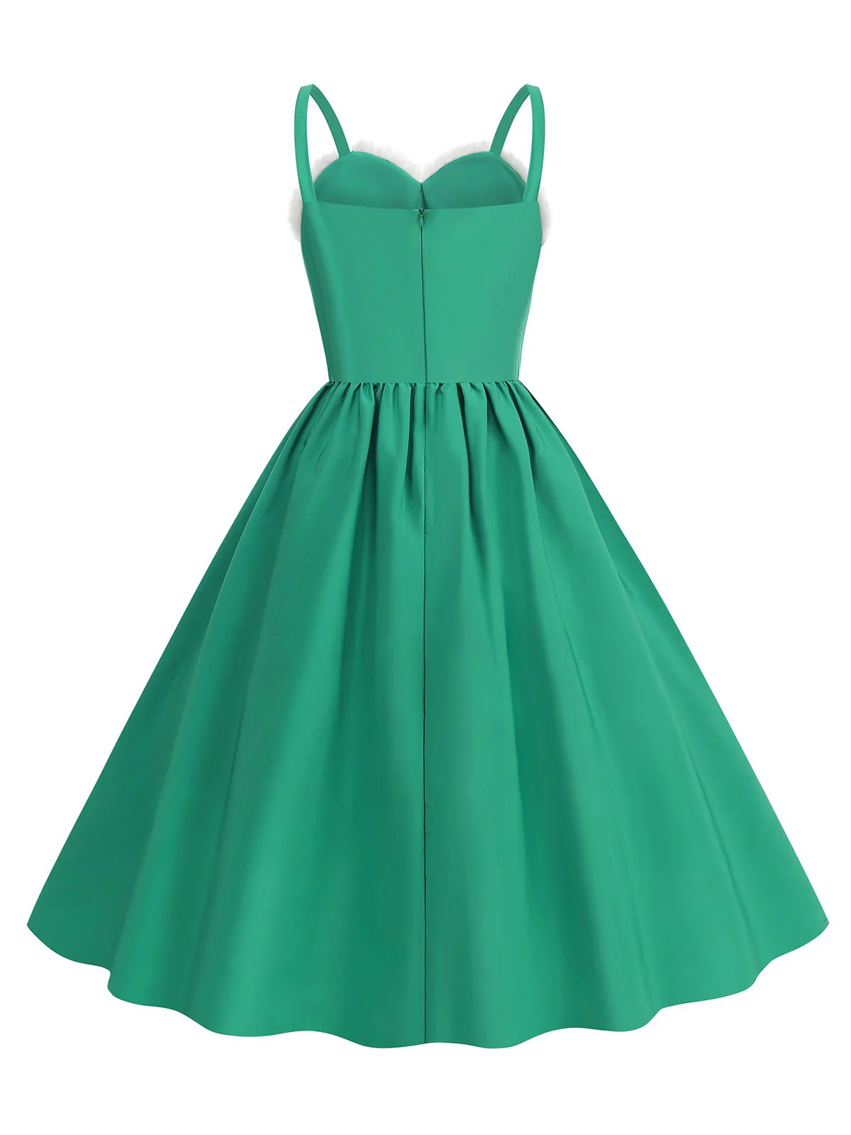 1950er Solide Weihnachten Pelzkragen Kleid - Image 6