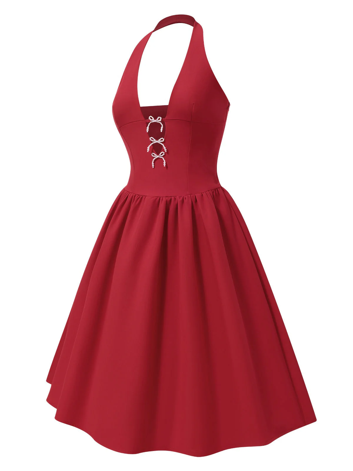 1950er Solide Perle Bogen Halter Kleid - Image 6