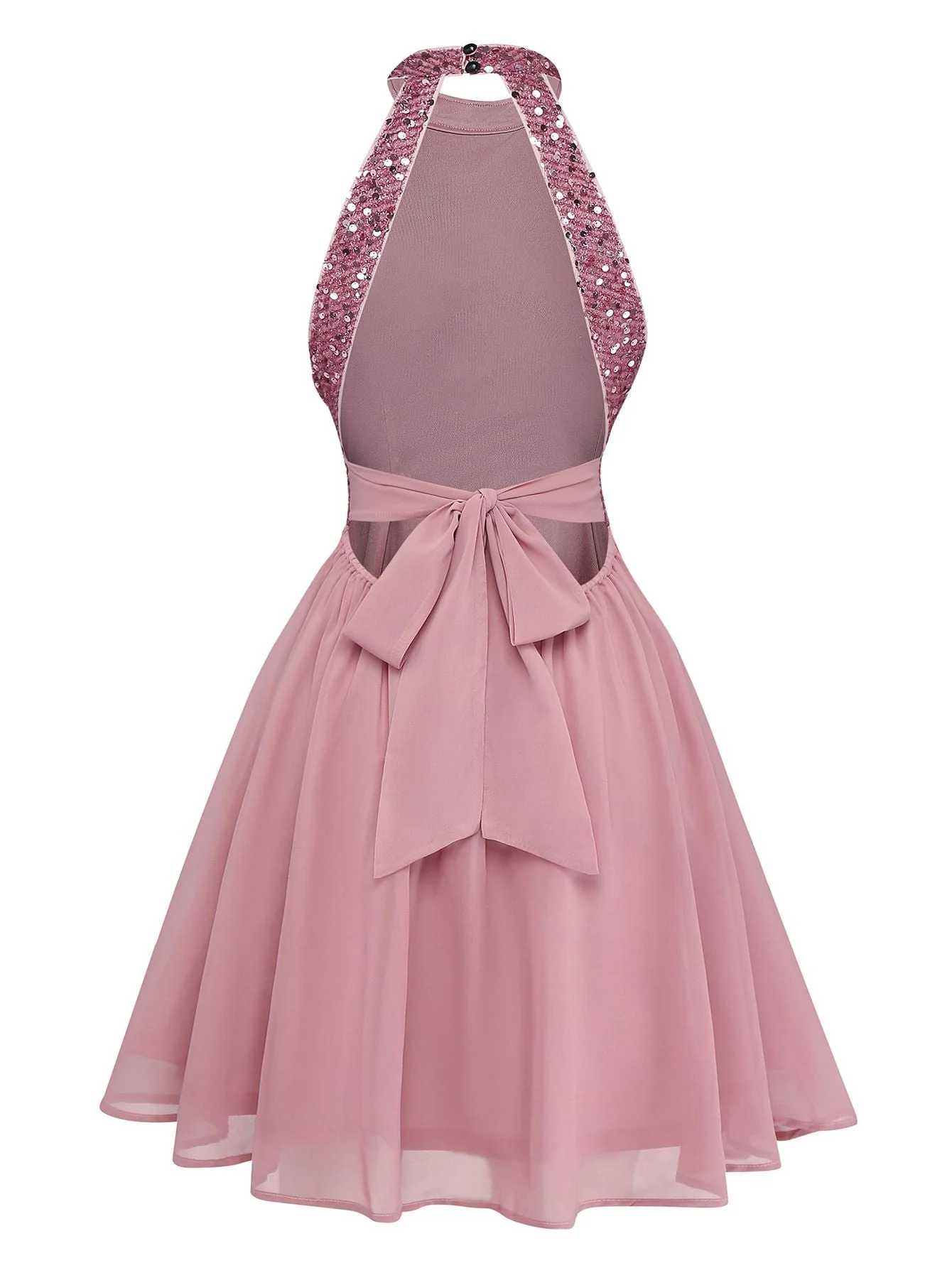 1950er Solide Perlen Pailletten Ärmellos Patchwork Kleid - Image 3