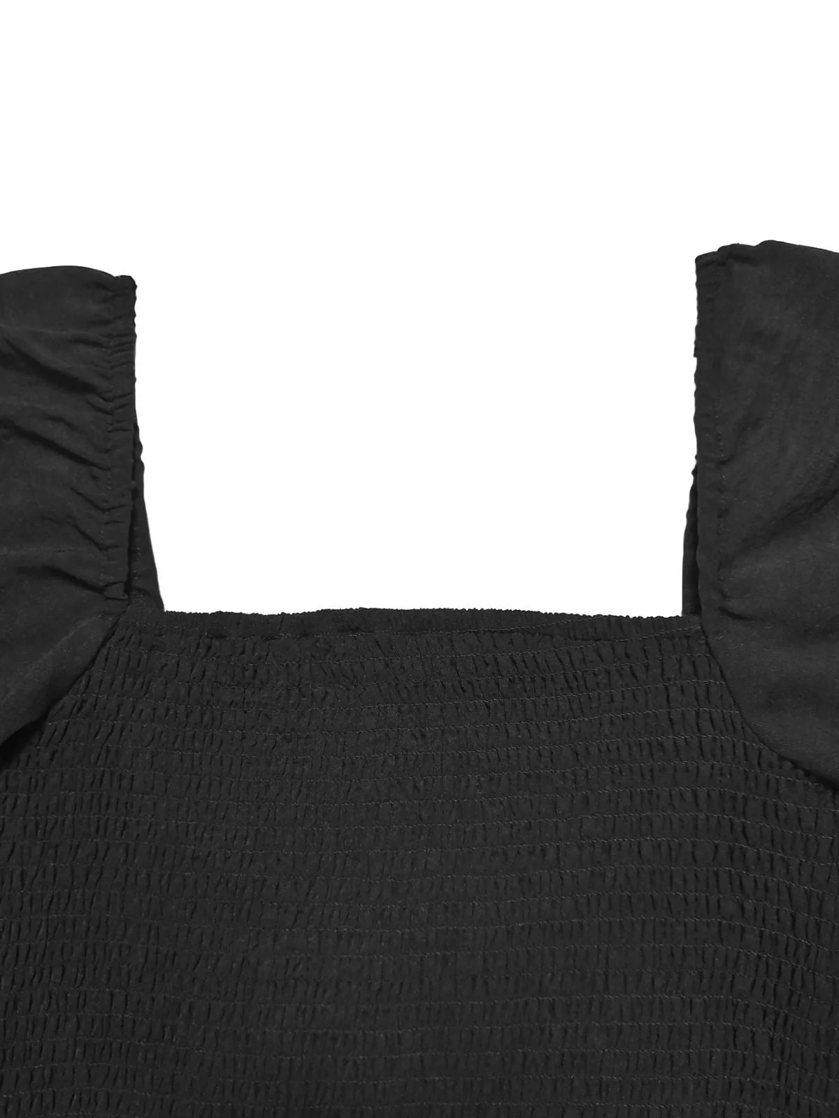 1950er Solide Quadratischer Hals Gesmokt Lang Jumpsuit - Image 3