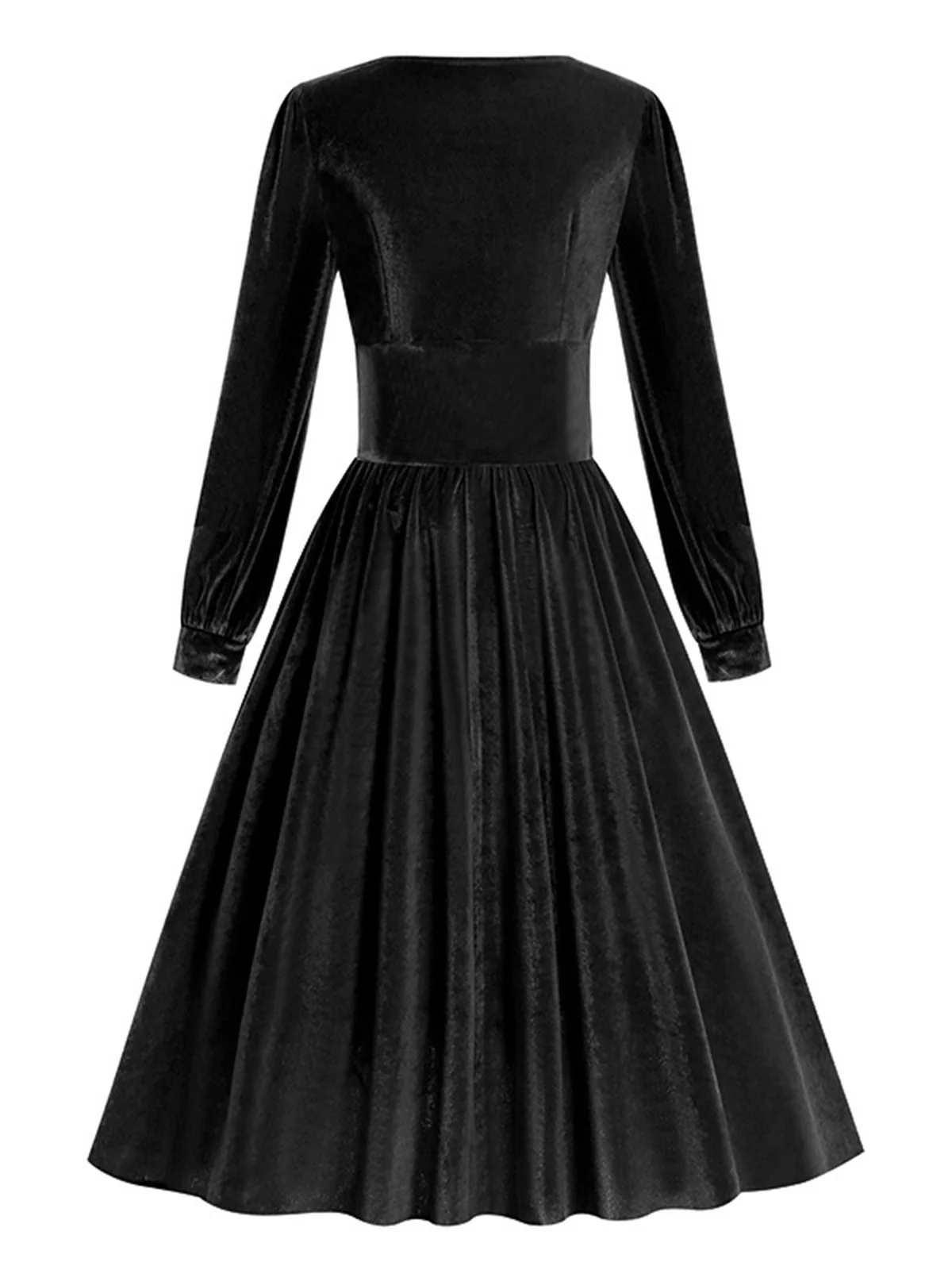 1950er Solide Quadratischer Hals Samt Kleid - Image 15