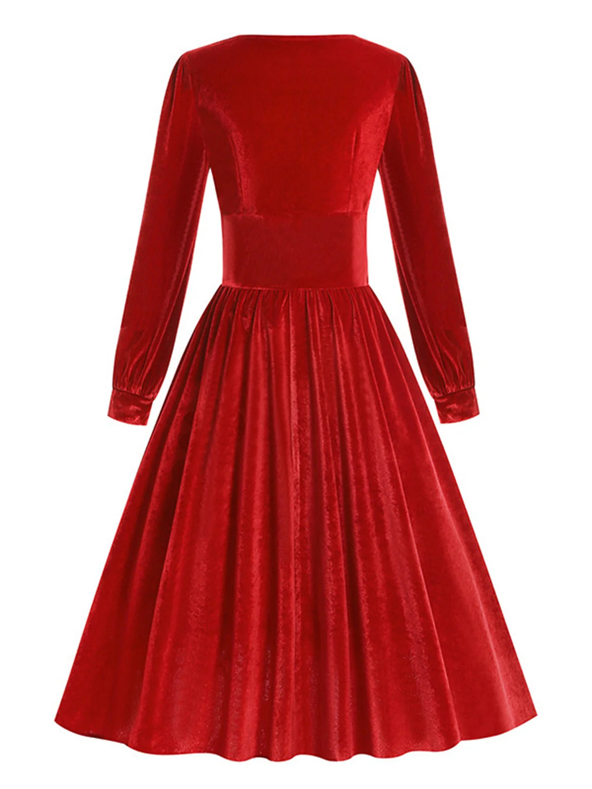 1950er Solide Quadratischer Hals Samt Kleid - Image 3