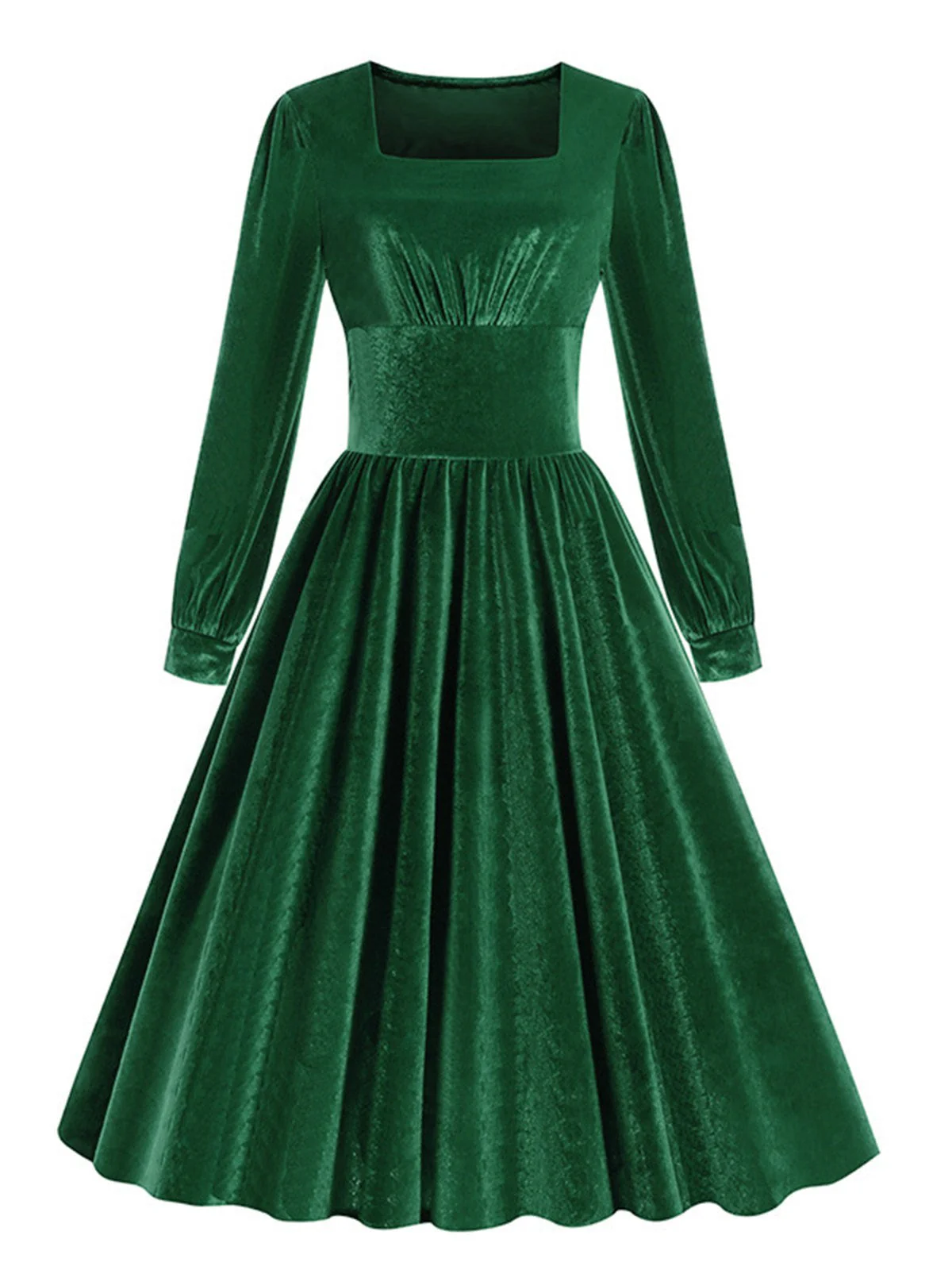 1950er Solide Quadratischer Hals Samt Kleid - Image 7