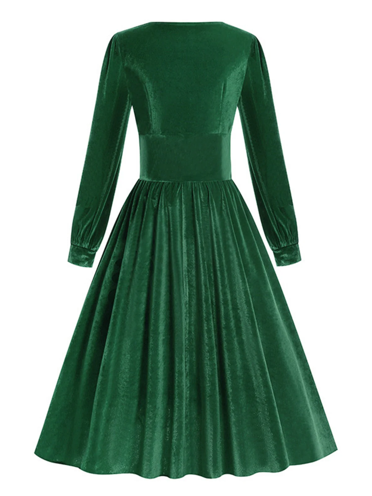 1950er Solide Quadratischer Hals Samt Kleid - Image 8