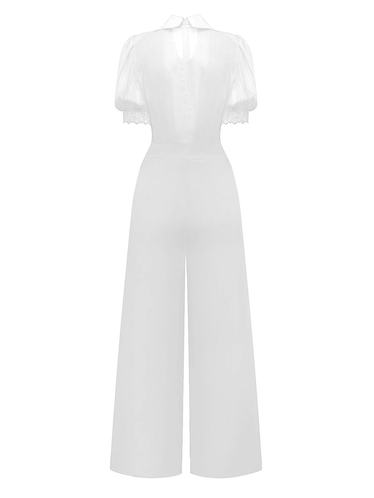 1950er Solide Revers Blumen Spitze Bindekragen Jumpsuit - Image 5