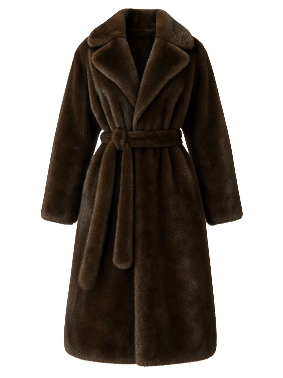 1950er Solide Revers Kunstpelz Pelz Robe Mantel - Image 2