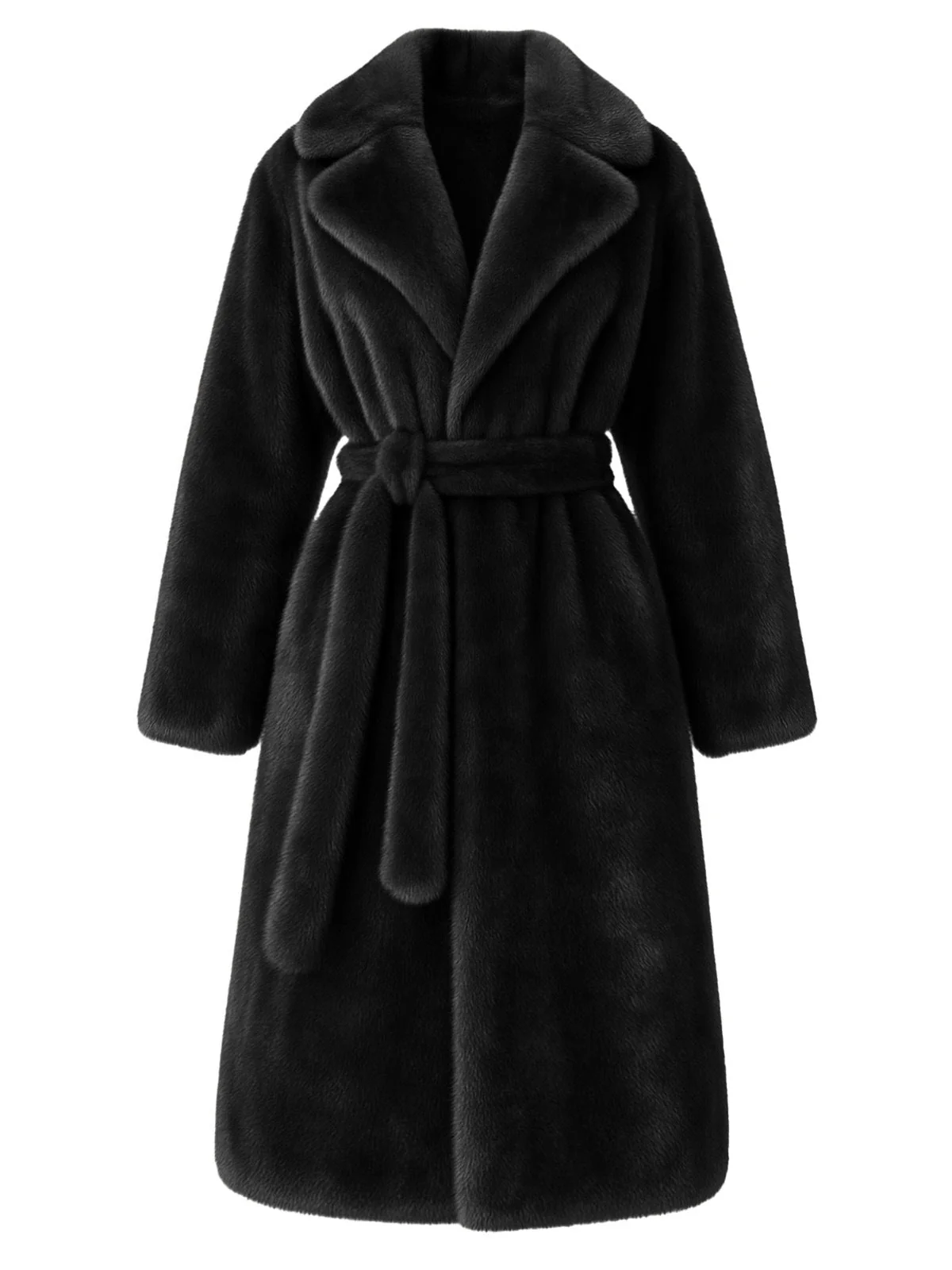 1950er Solide Revers Kunstpelz Pelz Robe Mantel - Image 3