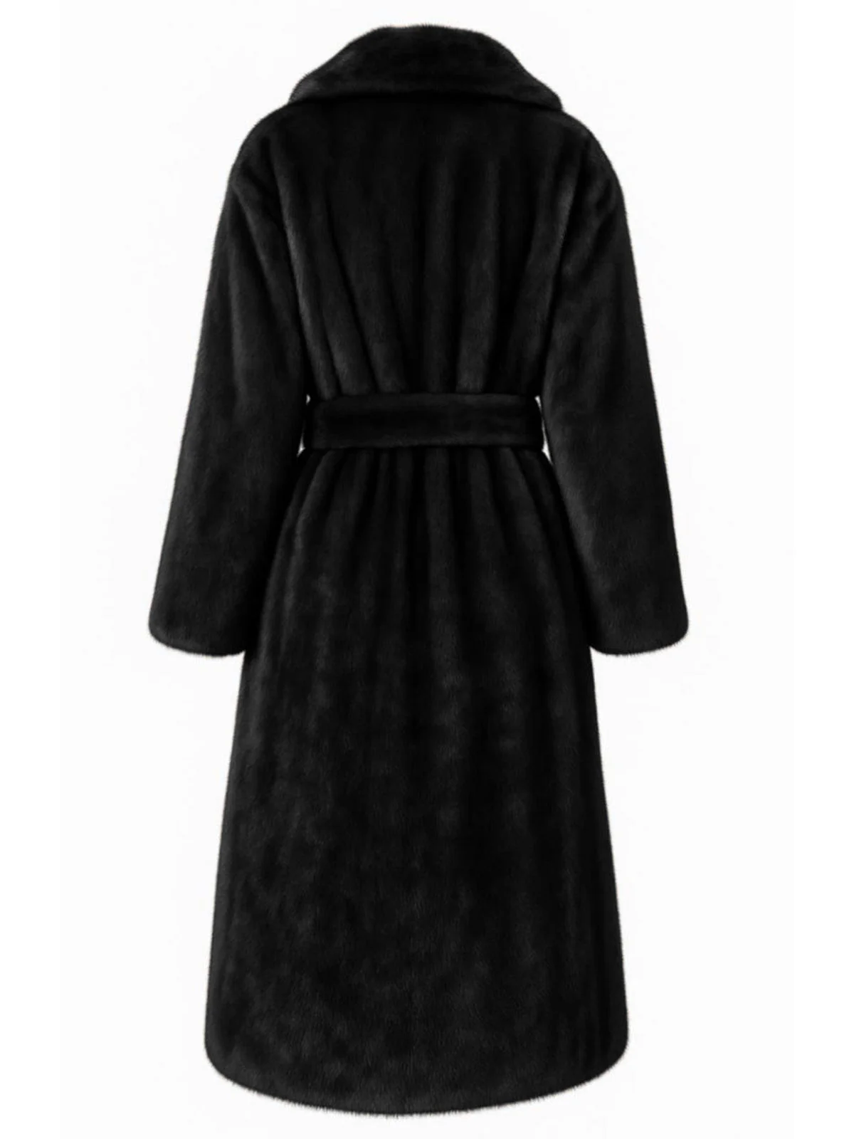 1950er Solide Revers Kunstpelz Pelz Robe Mantel - Image 4